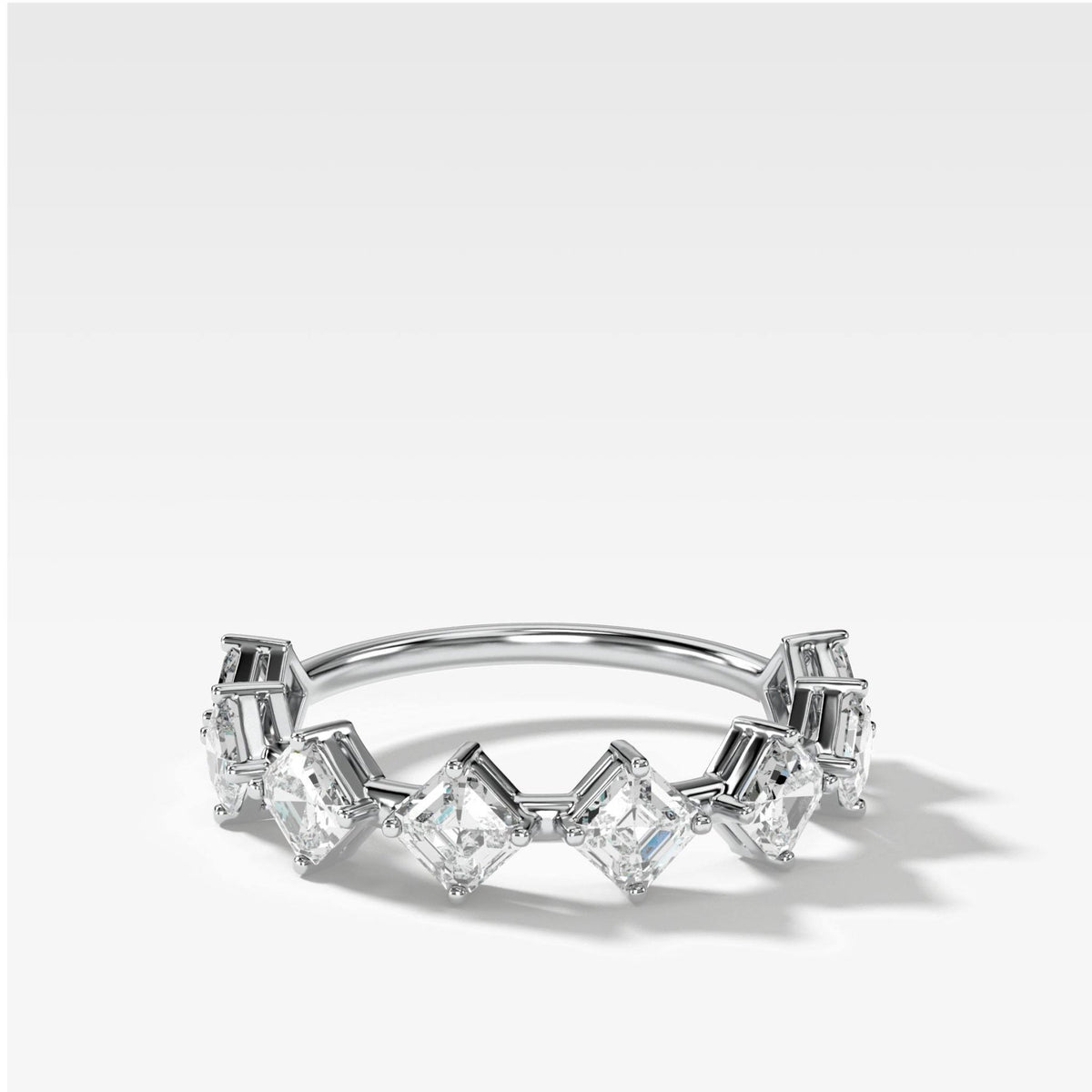 Spaced Asscher Cut Diamond Wedding Band - GOODSTONE