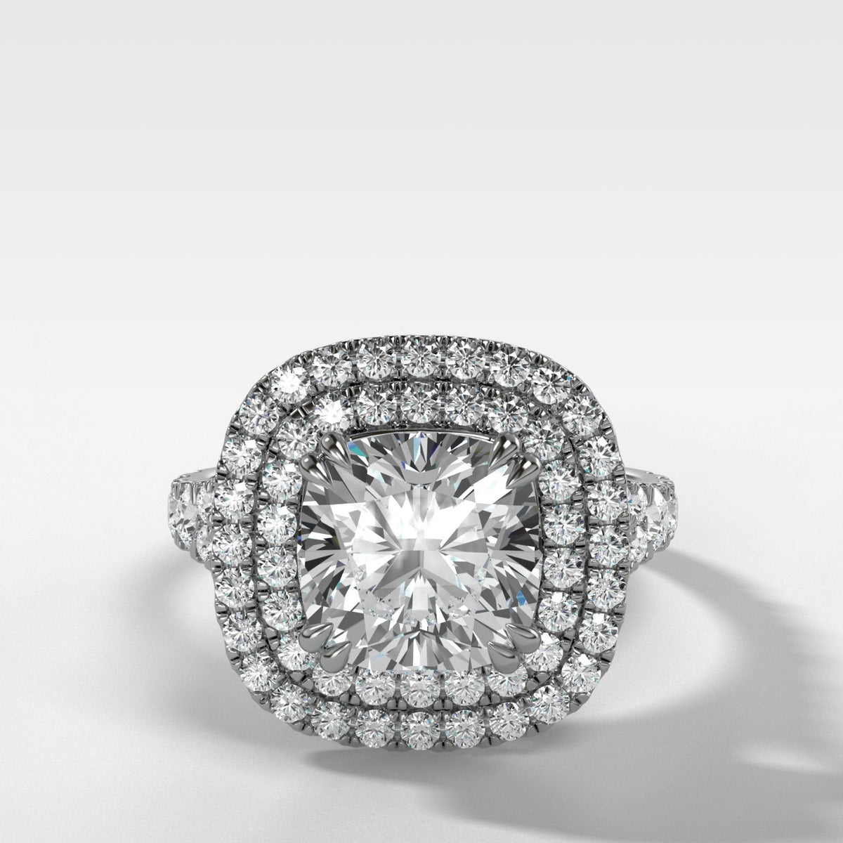 Split Shank Double Halo Engagement Ring - GOODSTONE
