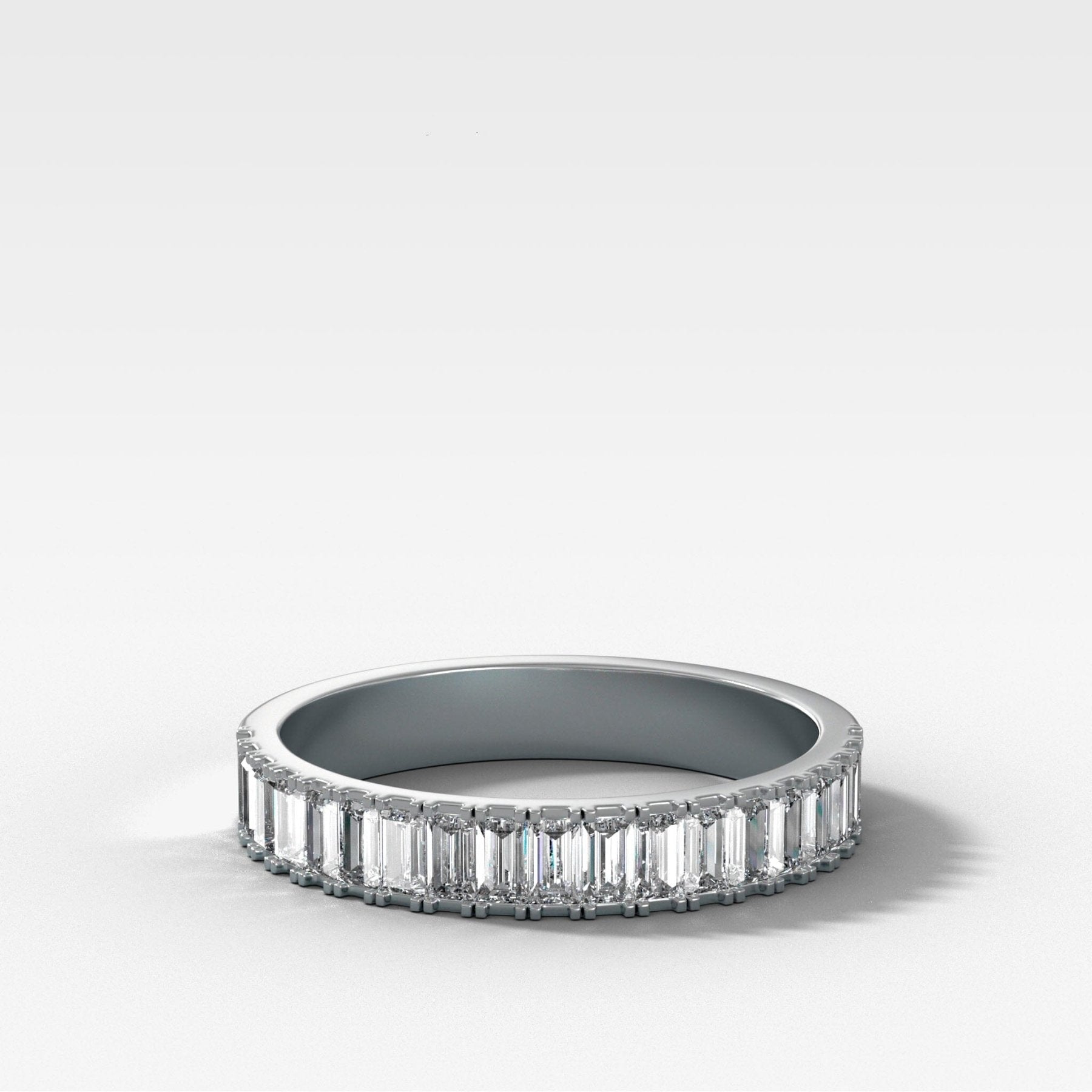 Straight Edge Baguette Diamond Wedding Band - GOODSTONE