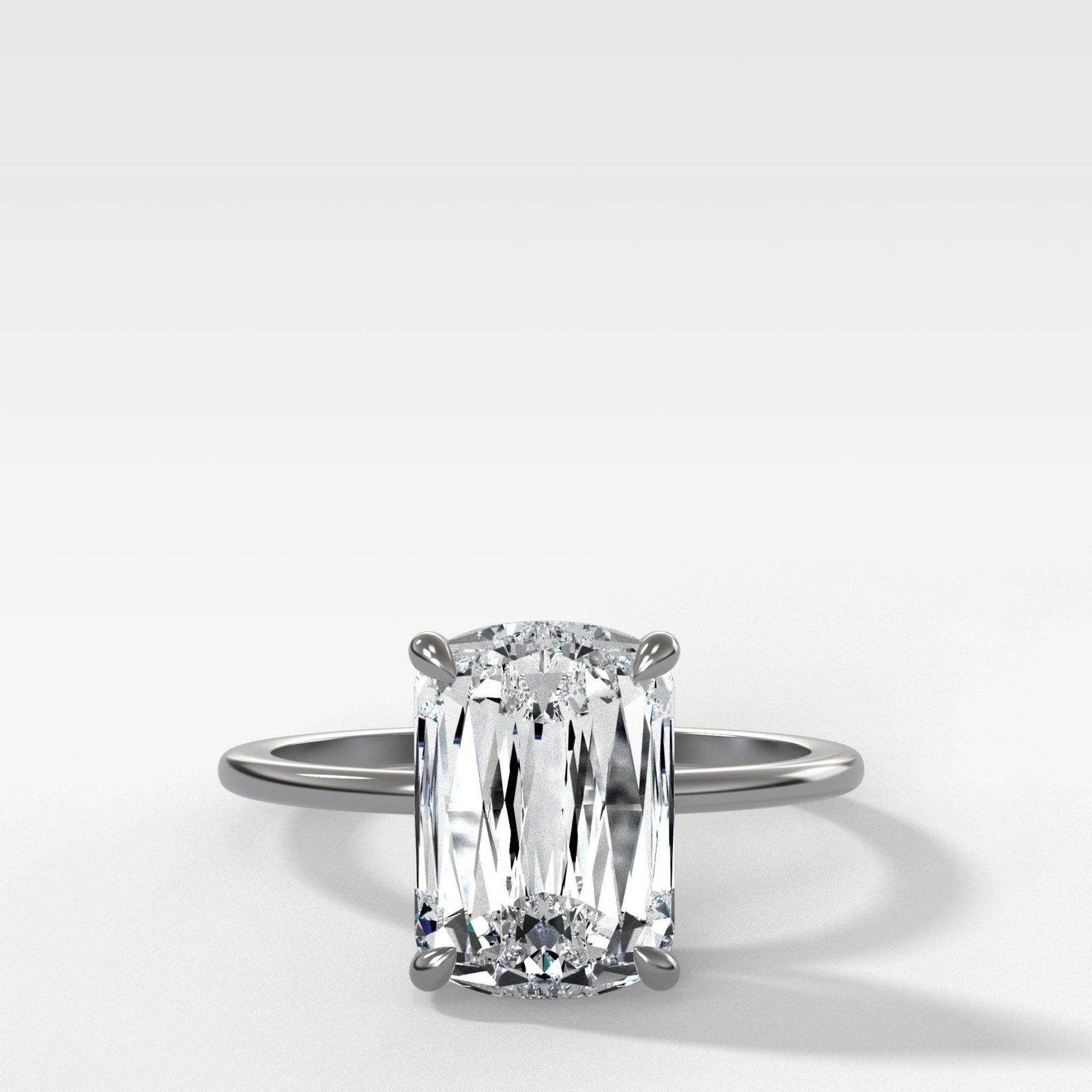 Thin + Simple Solitaire Engagement Ring With Crisscut® Cushion Cut Diamond - GOODSTONE