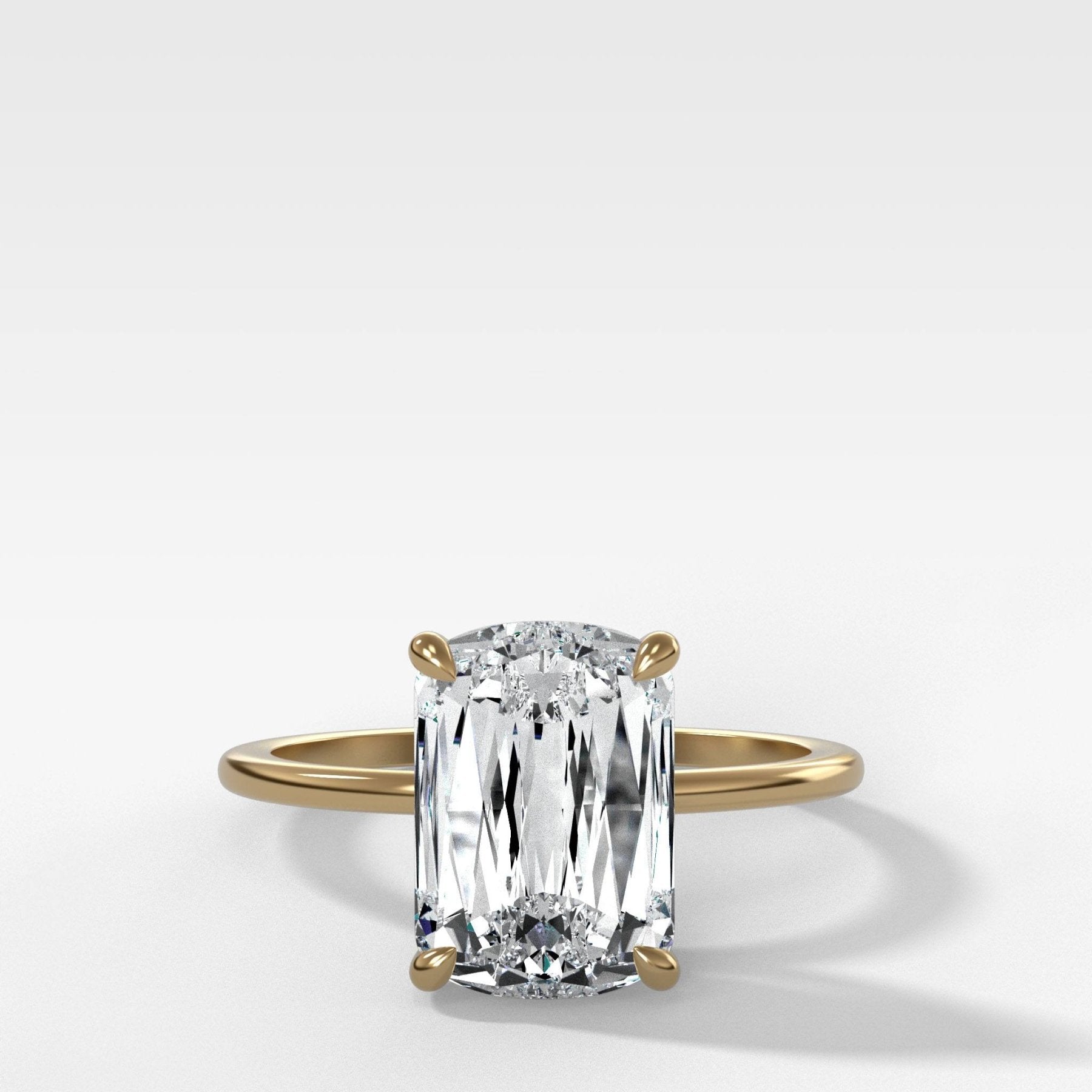 Thin + Simple Solitaire Engagement Ring With Crisscut® Cushion Cut Diamond - GOODSTONE