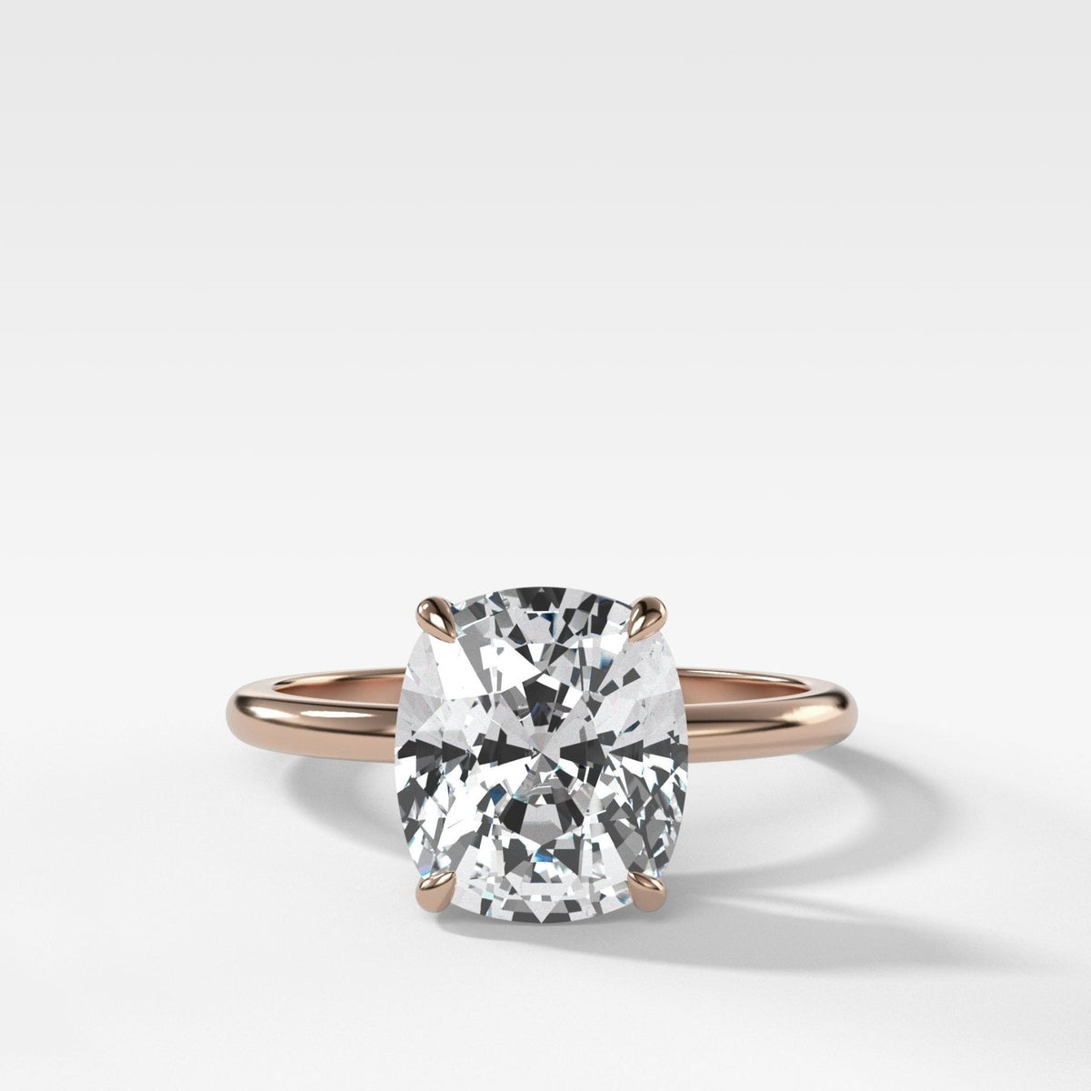Thin + Simple Solitaire Engagement Ring With Elongated Cushion Cut Diamond - GOODSTONE