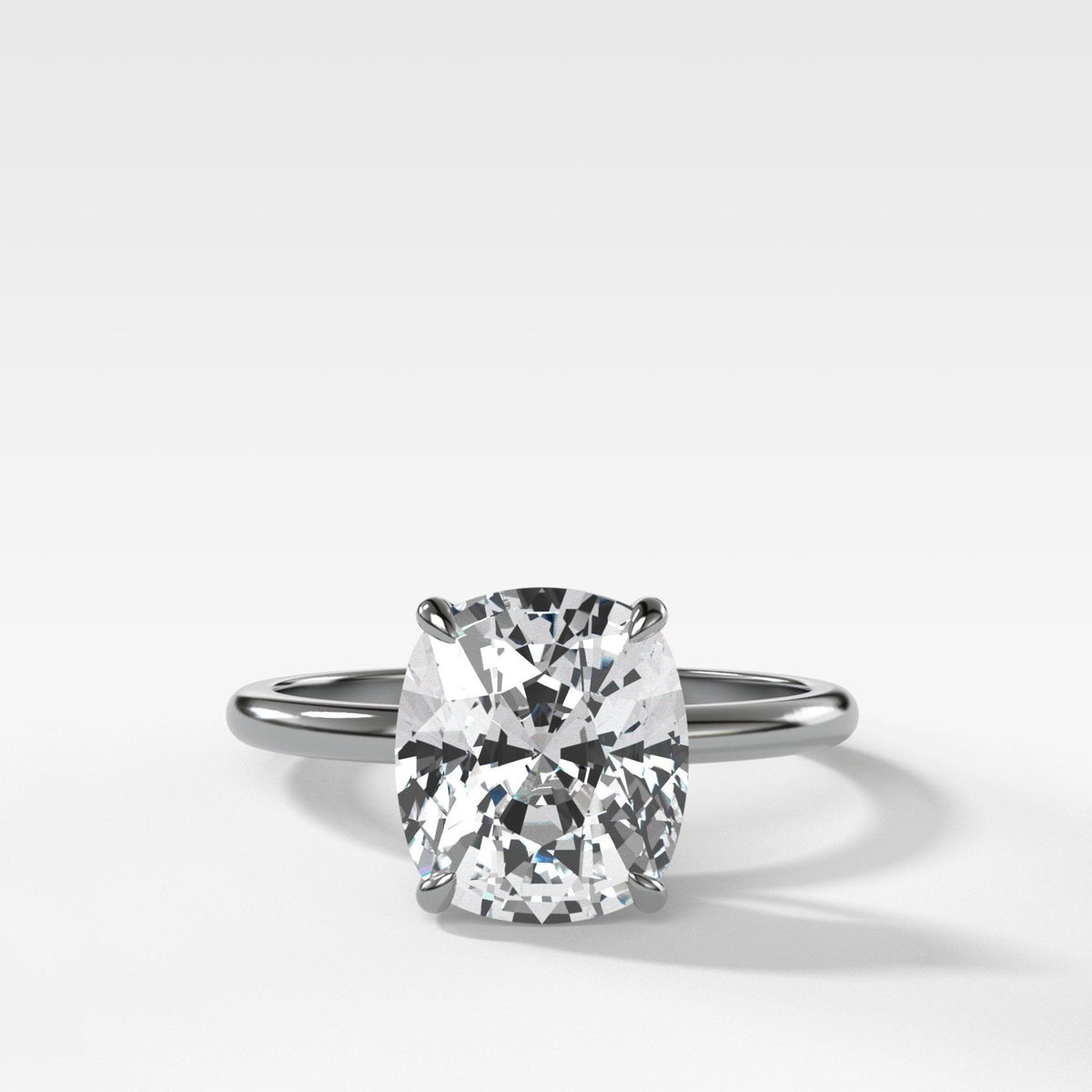 Thin + Simple Solitaire Engagement Ring With Elongated Cushion Cut Diamond - GOODSTONE