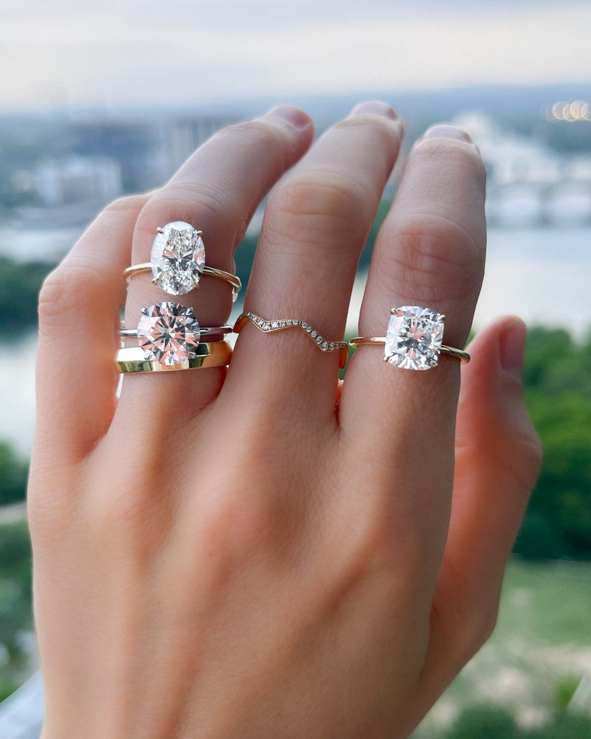 Thin + Simple Solitaire Engagement Ring With Elongated Cushion Cut Diamond - GOODSTONE