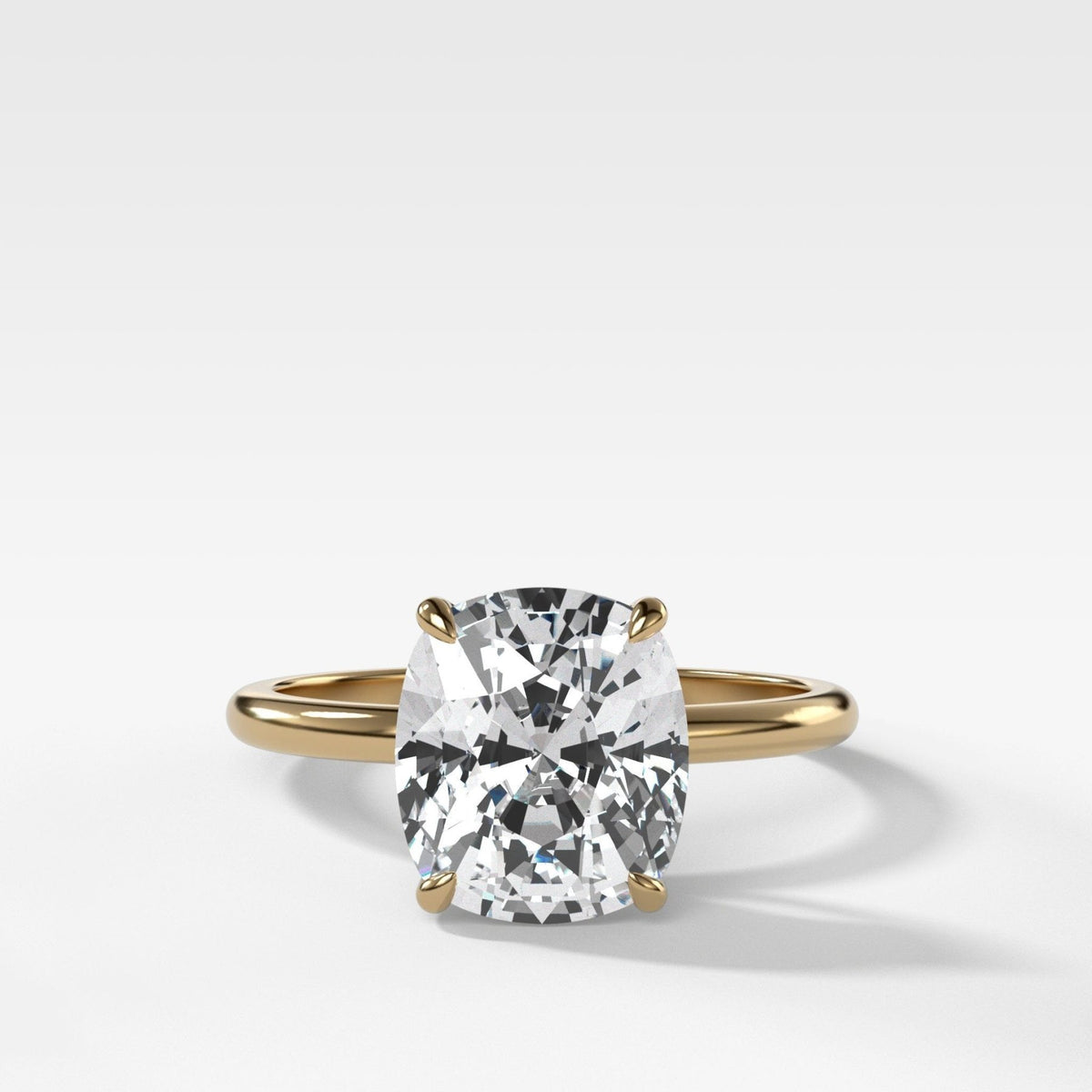 Thin + Simple Solitaire Engagement Ring With Elongated Cushion Cut Diamond - GOODSTONE