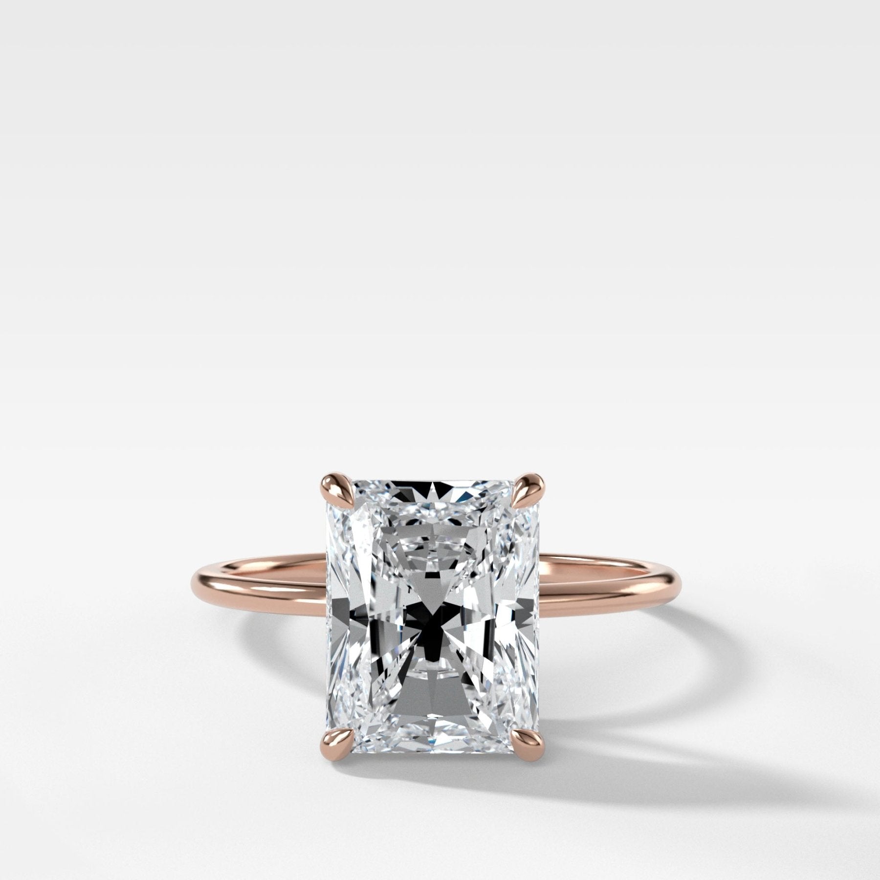 Thin + Simple Solitaire Engagement Ring With Elongated Radiant Cut Diamond - GOODSTONE
