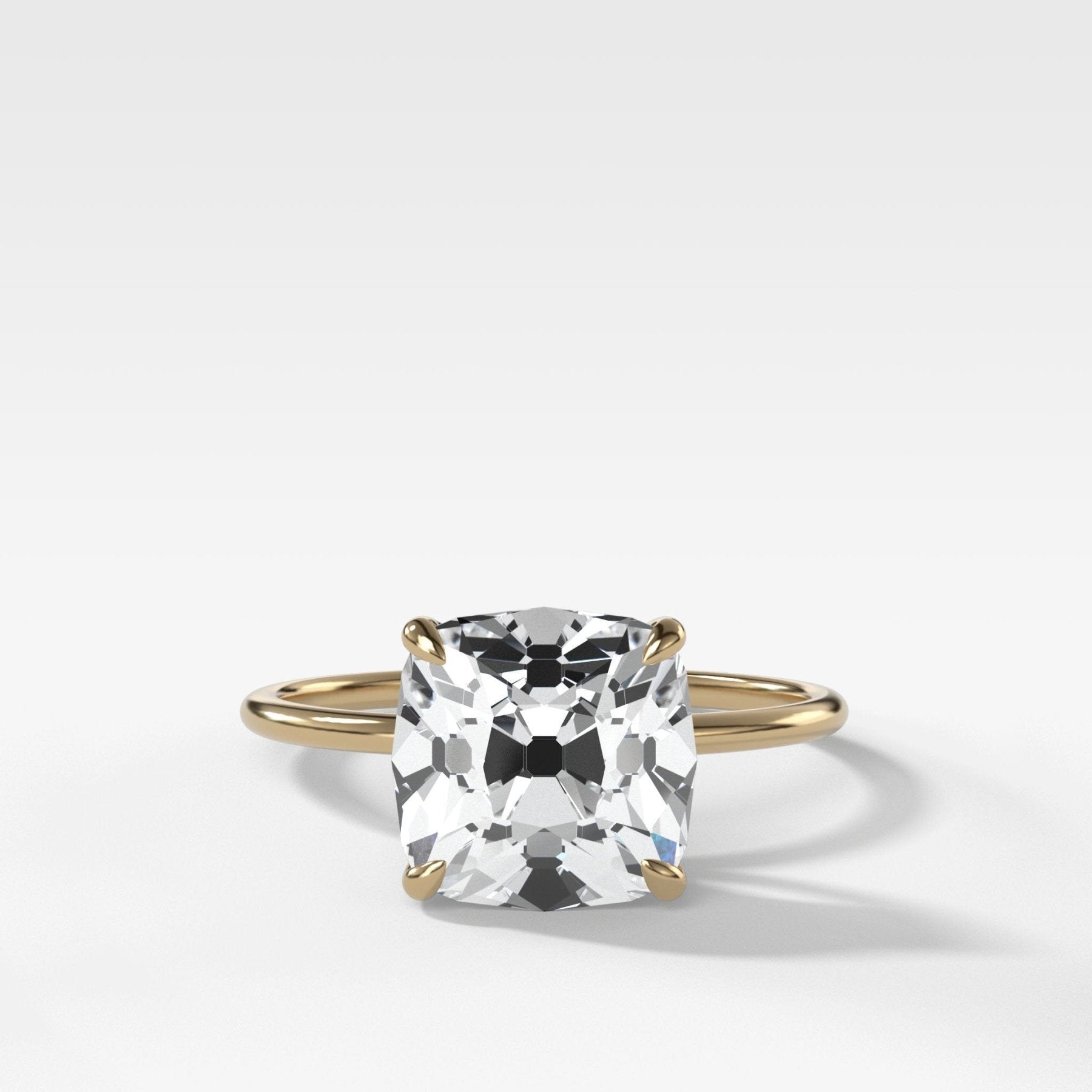 Thin + Simple Solitaire Engagement Ring With Old Mine Cut Diamond - GOODSTONE