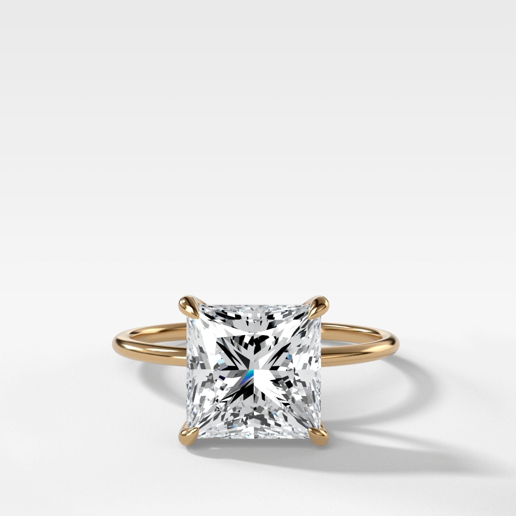 Thin + Simple Solitaire Engagement Ring With Princess Cut Diamond - GOODSTONE