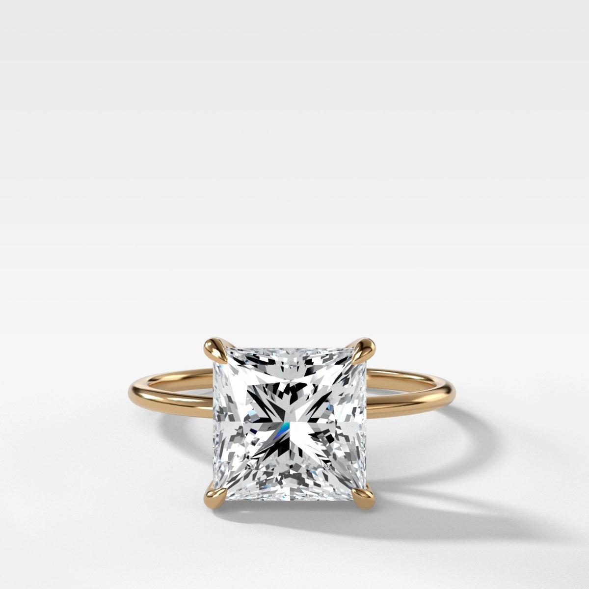 Thin + Simple Solitaire Engagement Ring With Princess Cut Diamond - GOODSTONE