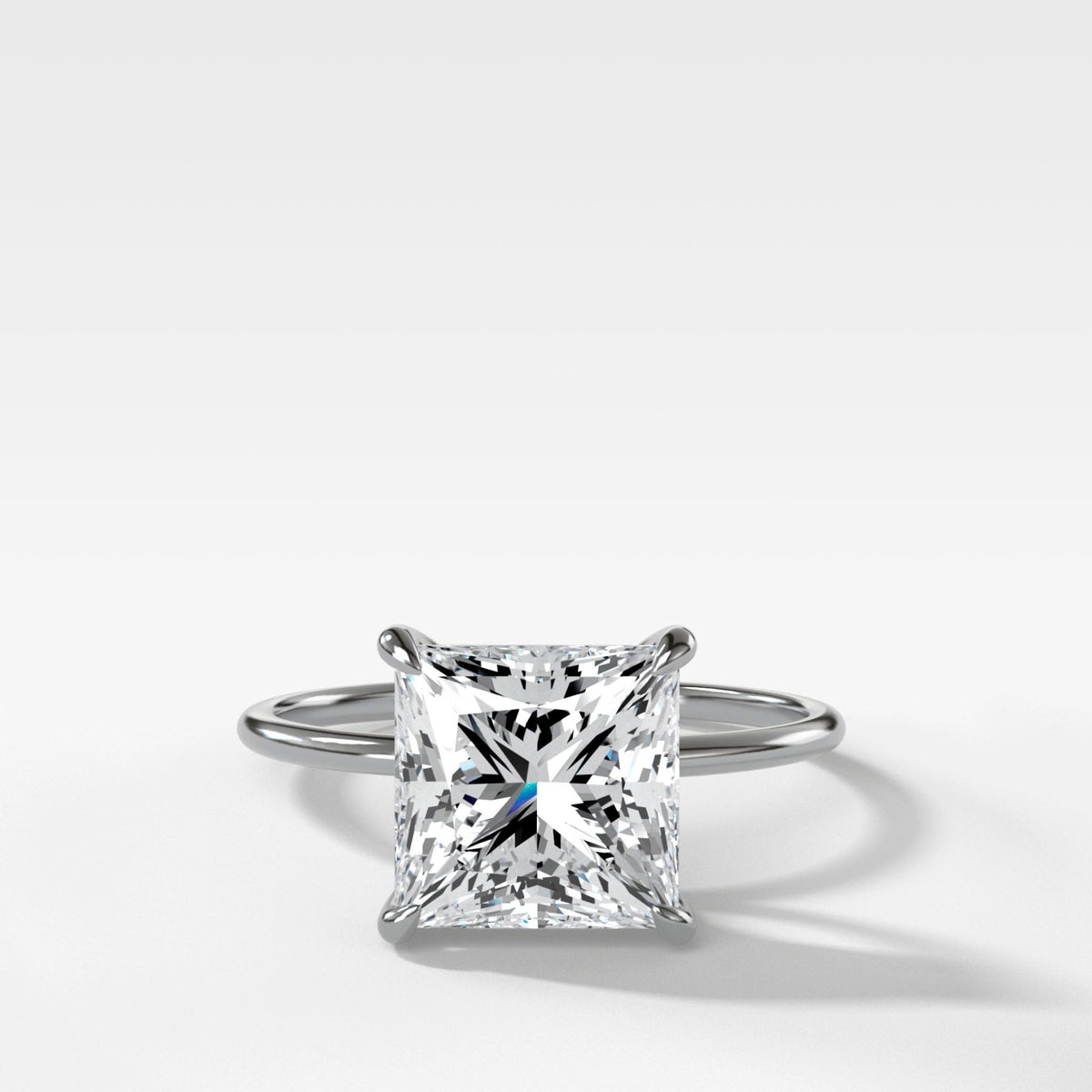 Thin + Simple Solitaire Engagement Ring With Princess Cut Diamond - GOODSTONE