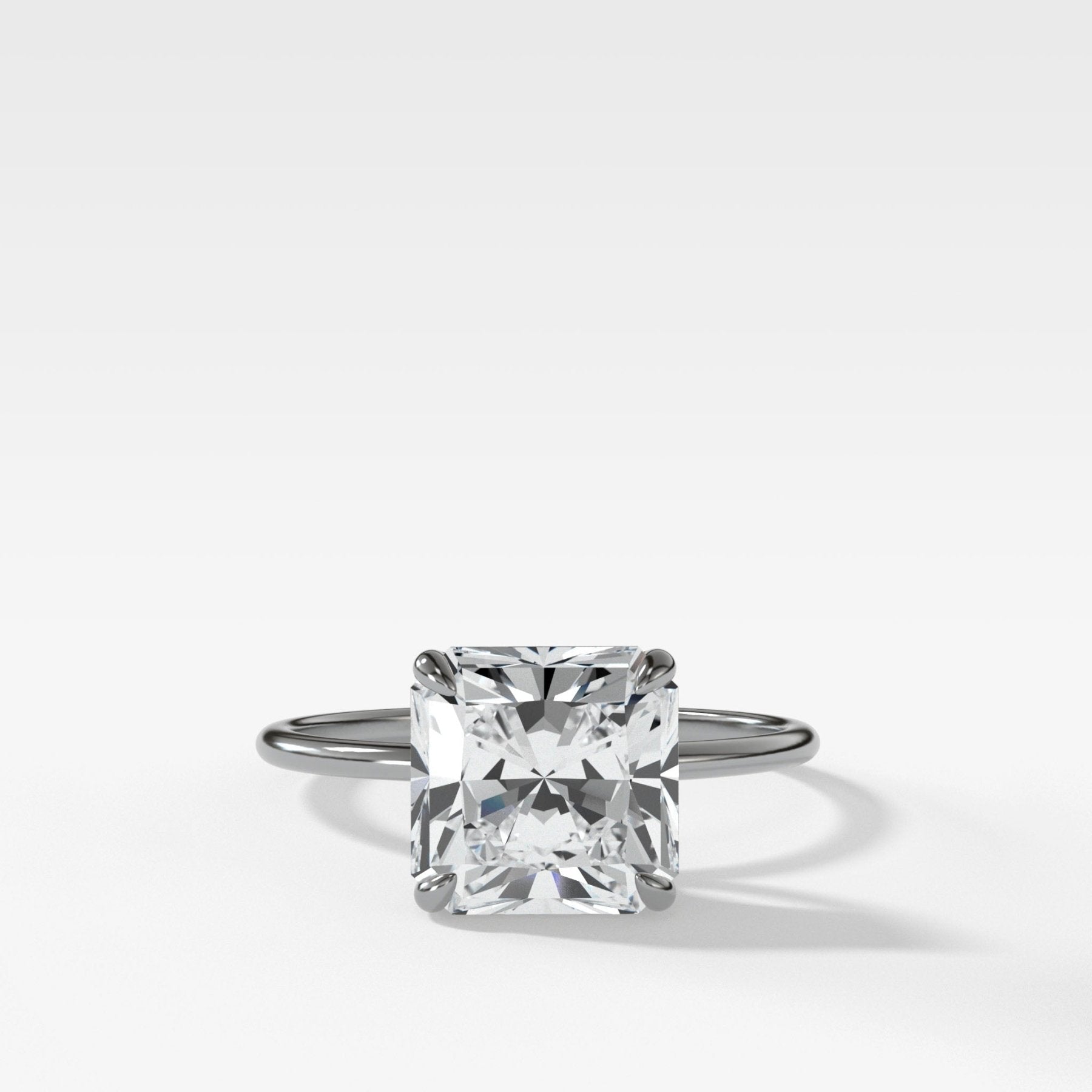 Thin + Simple Solitaire Engagement Ring With Radiant Cut Diamond - GOODSTONE