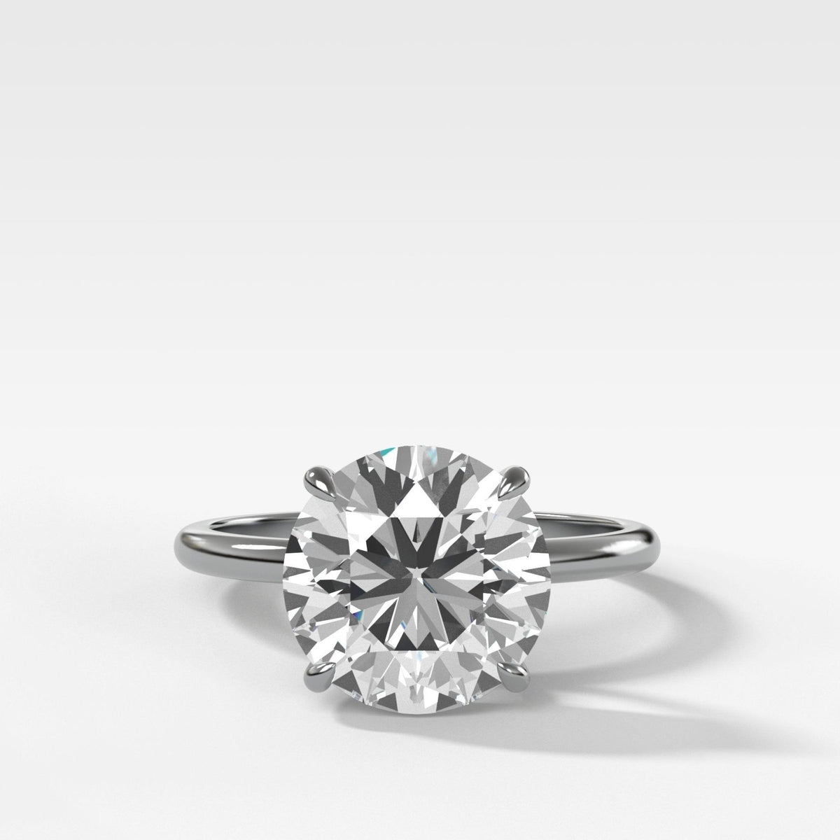 Thin + Simple Solitaire Engagement Ring With Round Brilliant Cut Diamond - GOODSTONE