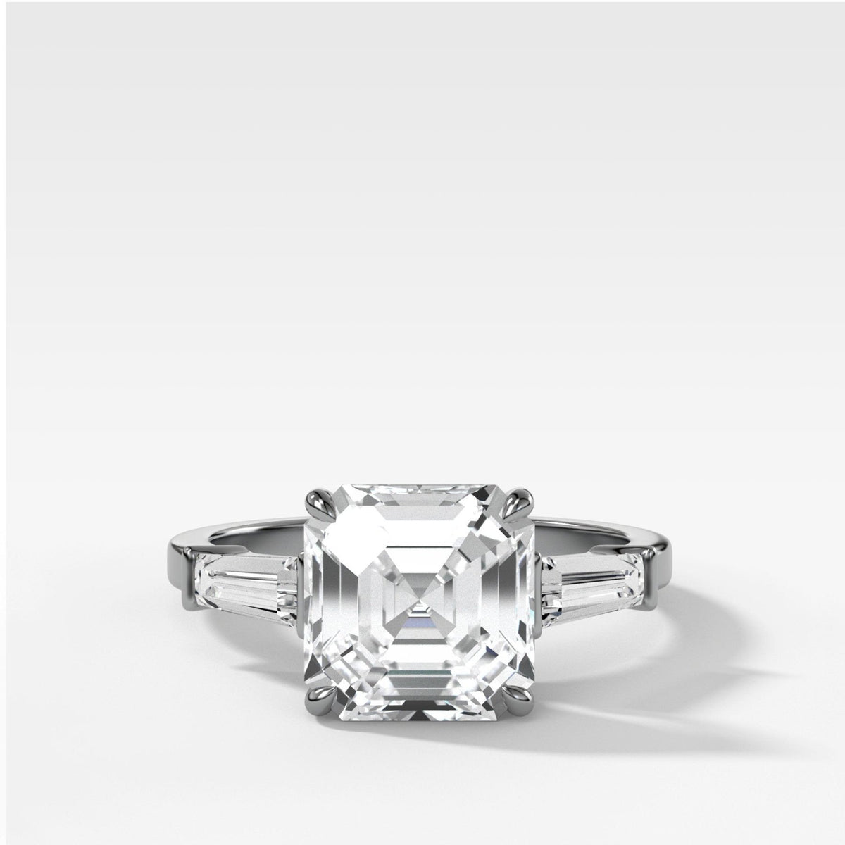 Translunar Tapered Baguette Engagement Ring With Asscher Cut Diamond - GOODSTONE