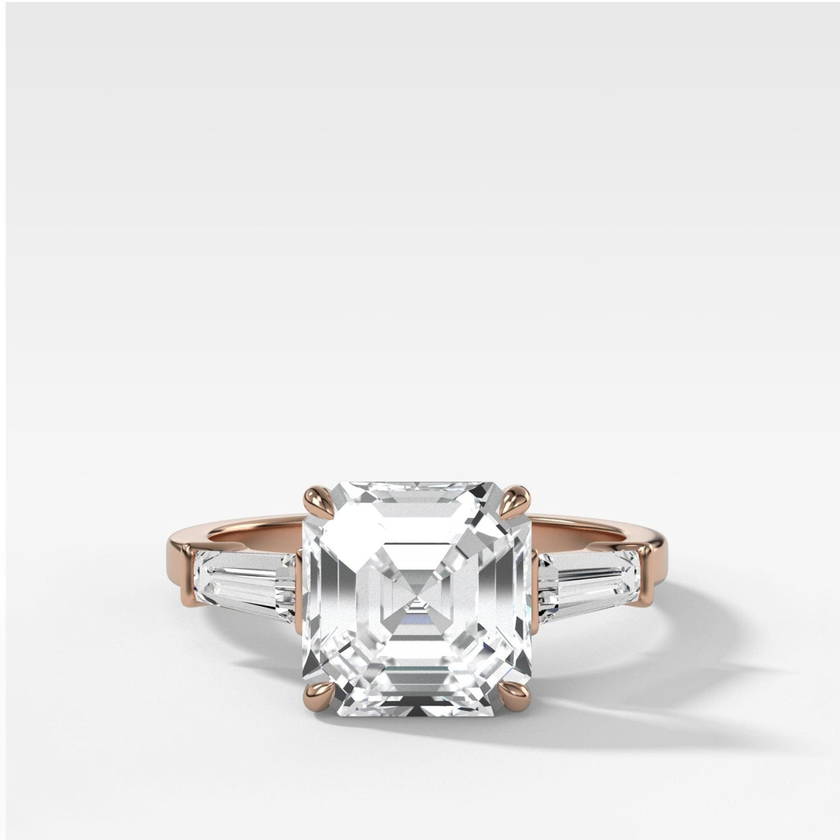 Translunar Tapered Baguette Engagement Ring With Asscher Cut Diamond - GOODSTONE