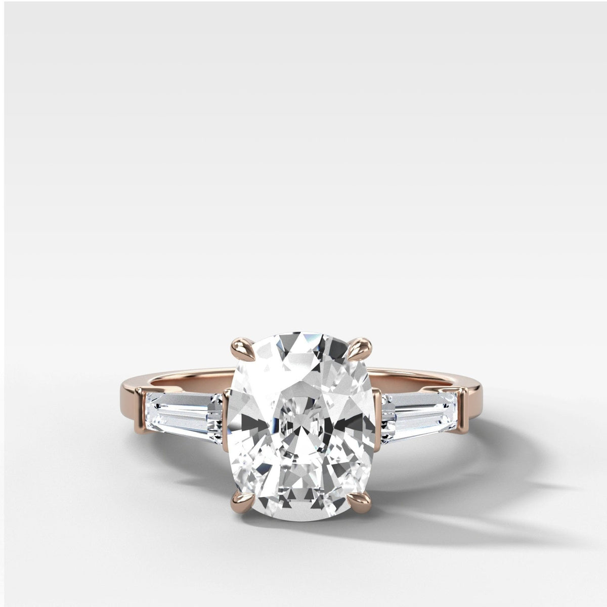 Translunar Tapered Baguette Engagement Ring With Elongated Cushion Cut Diamond - GOODSTONE