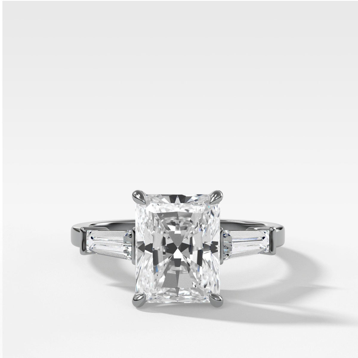 Translunar Tapered Baguette Engagement Ring With Elongated Radiant Cut Diamond - GOODSTONE