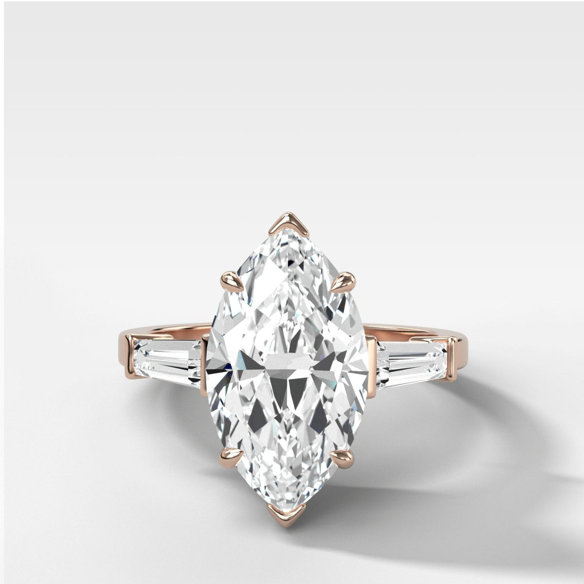 Translunar Tapered Baguette Engagement Ring With Marquise Cut Diamond - GOODSTONE