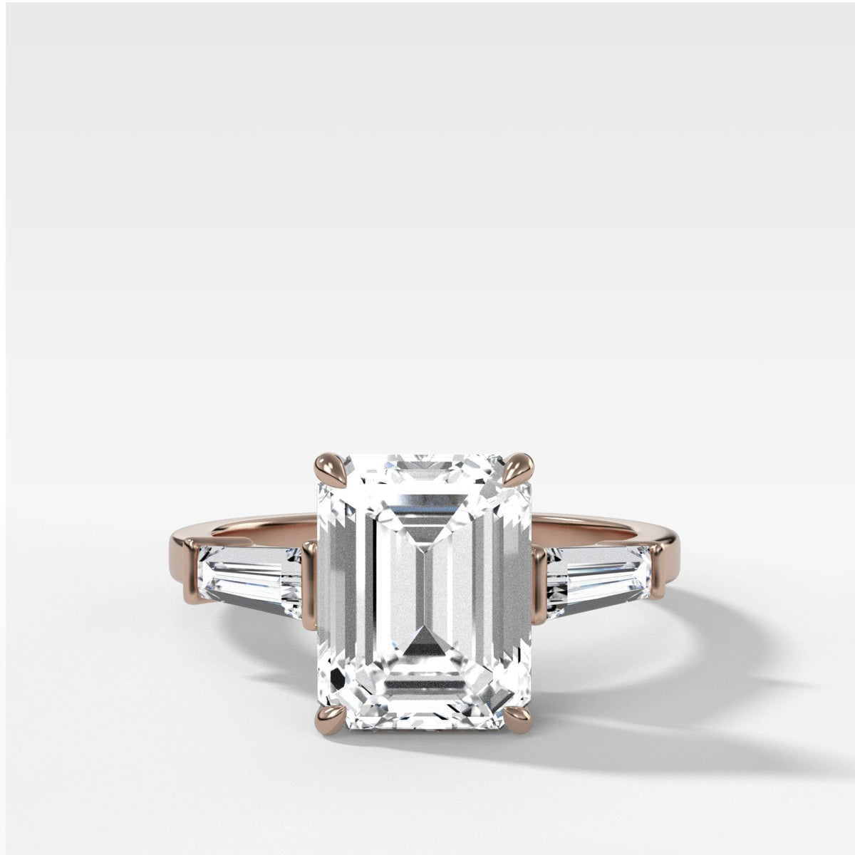 Translunar Tapered Baguette Engagement Ring With North South Emerald Cut Diamond - GOODSTONE