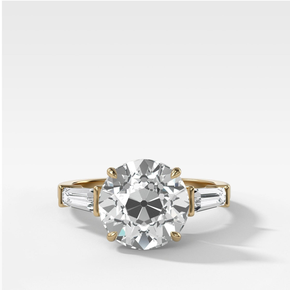 Translunar Tapered Baguette Engagement Ring With Old Euro Cut Diamond - GOODSTONE