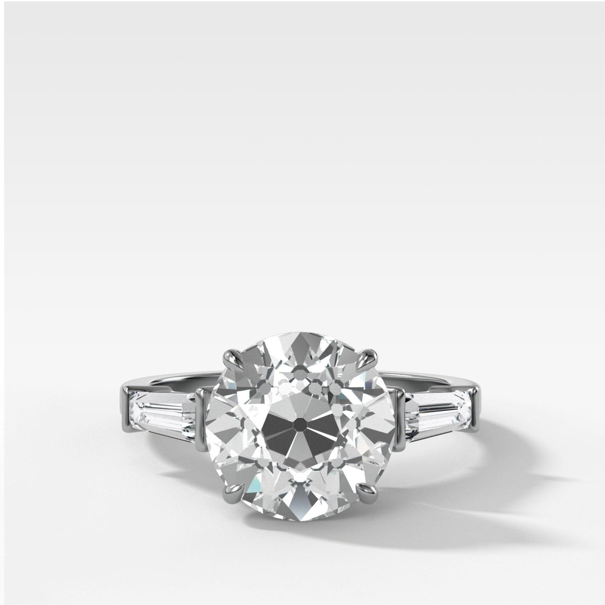 Translunar Tapered Baguette Engagement Ring With Old Euro Cut Diamond - GOODSTONE