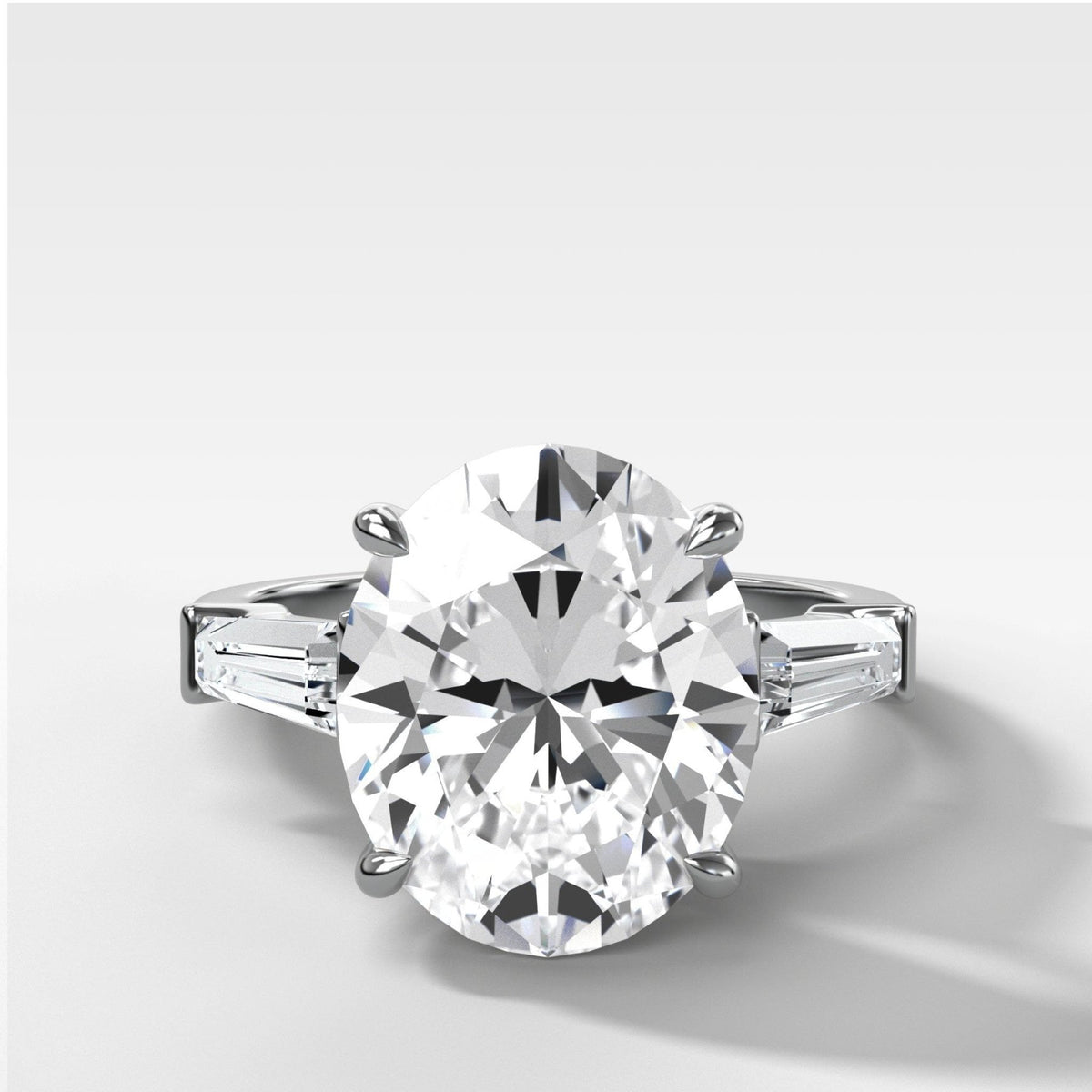 Translunar Tapered Baguette Engagement Ring With Oval Cut Diamond - GOODSTONE