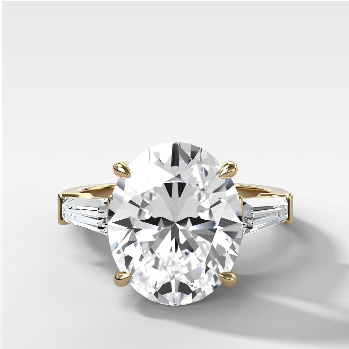 Translunar Tapered Baguette Engagement Ring With Oval Cut Diamond - GOODSTONE