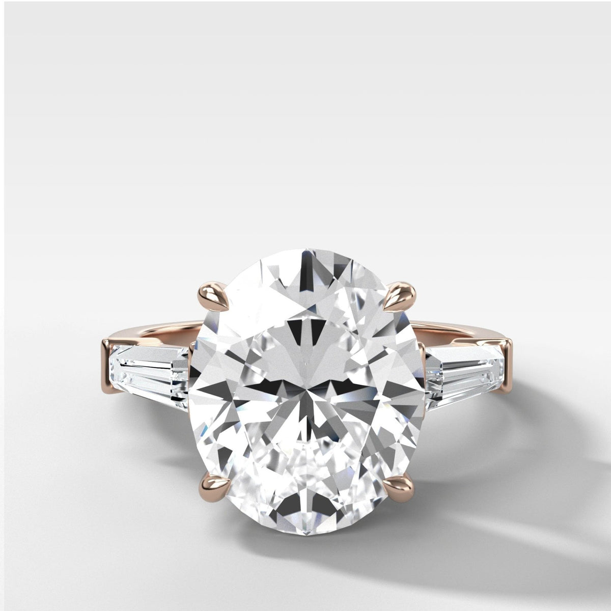 Translunar Tapered Baguette Engagement Ring With Oval Cut Diamond - GOODSTONE