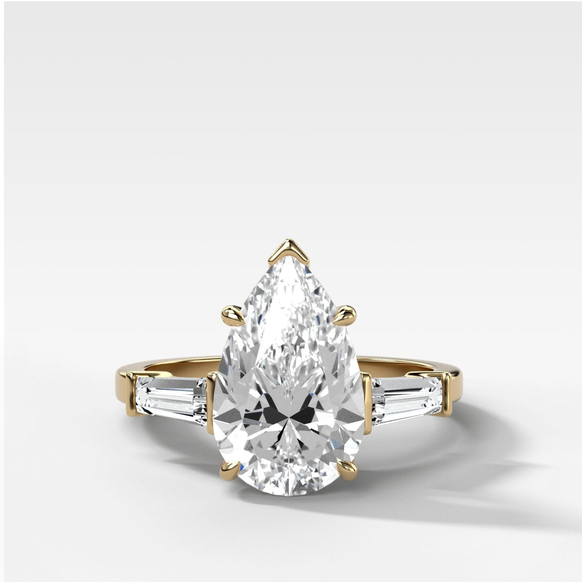 Translunar Tapered Baguette Engagement Ring Pear Cut Diamond