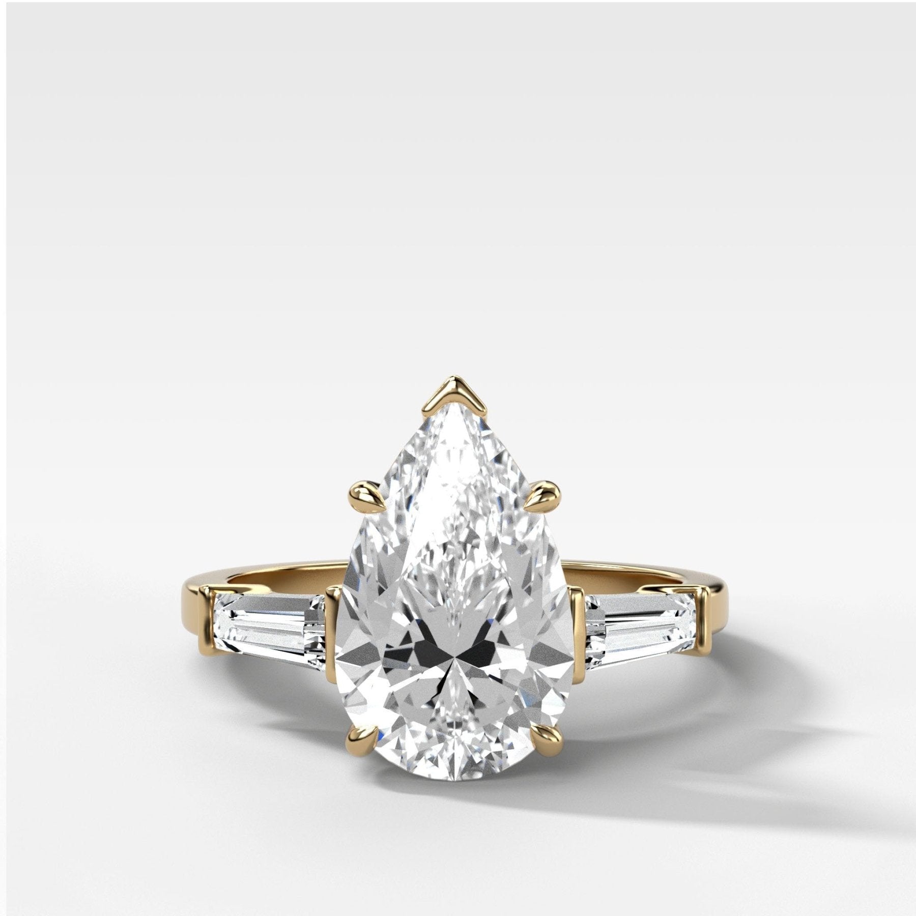 Translunar Tapered Baguette Engagement Ring With Pear Cut Diamond - GOODSTONE