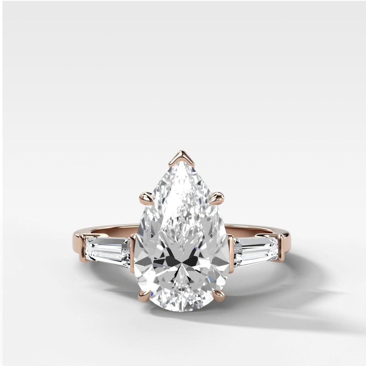 Translunar Tapered Baguette Engagement Ring With Pear Cut Diamond - GOODSTONE