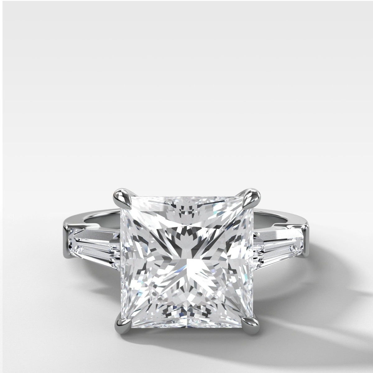 Translunar Tapered Baguette Engagement Ring With Princess Cut Diamond - GOODSTONE