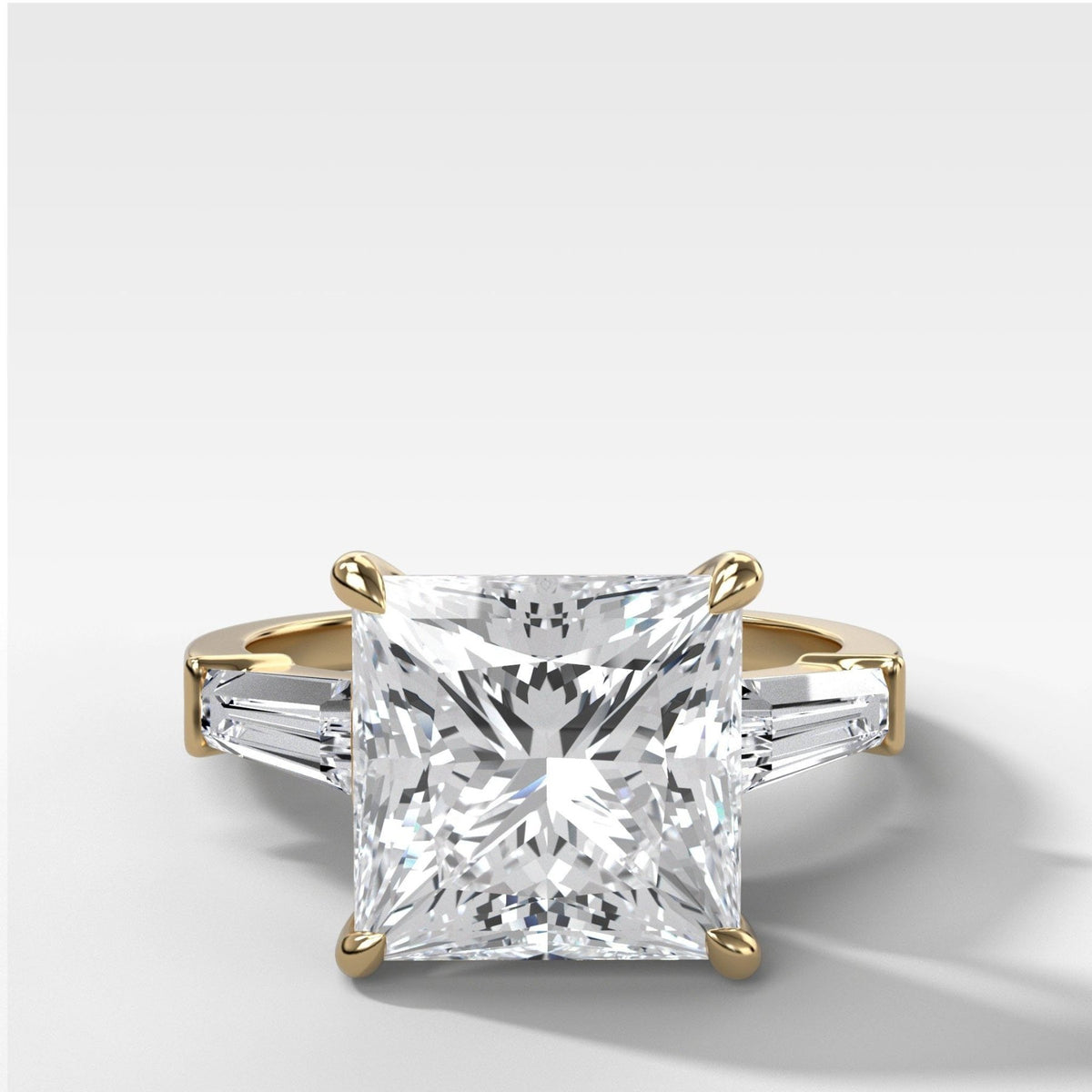 Translunar Tapered Baguette Engagement Ring With Princess Cut Diamond