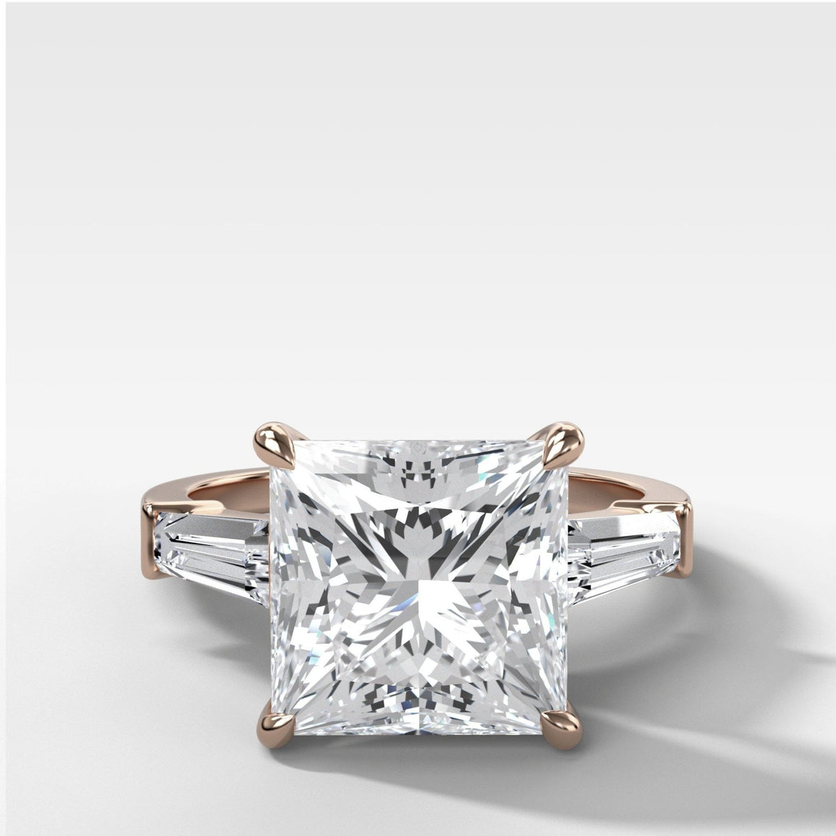 Translunar Tapered Baguette Engagement Ring With Princess Cut Diamond - GOODSTONE