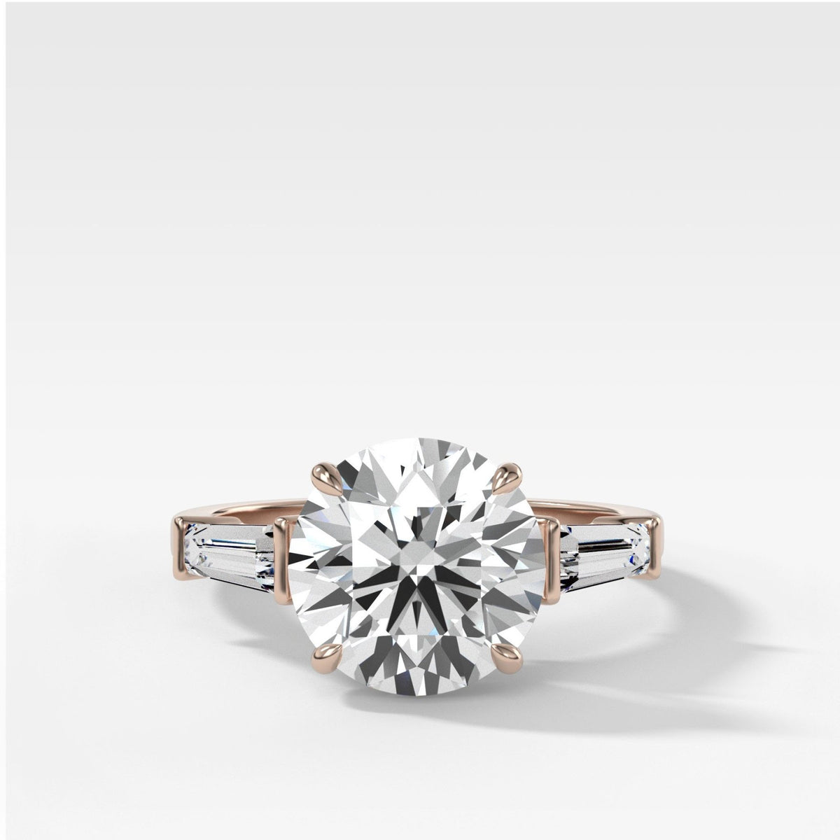 Translunar Tapered Baguette Engagement Ring With Round Cut Diamond - GOODSTONE