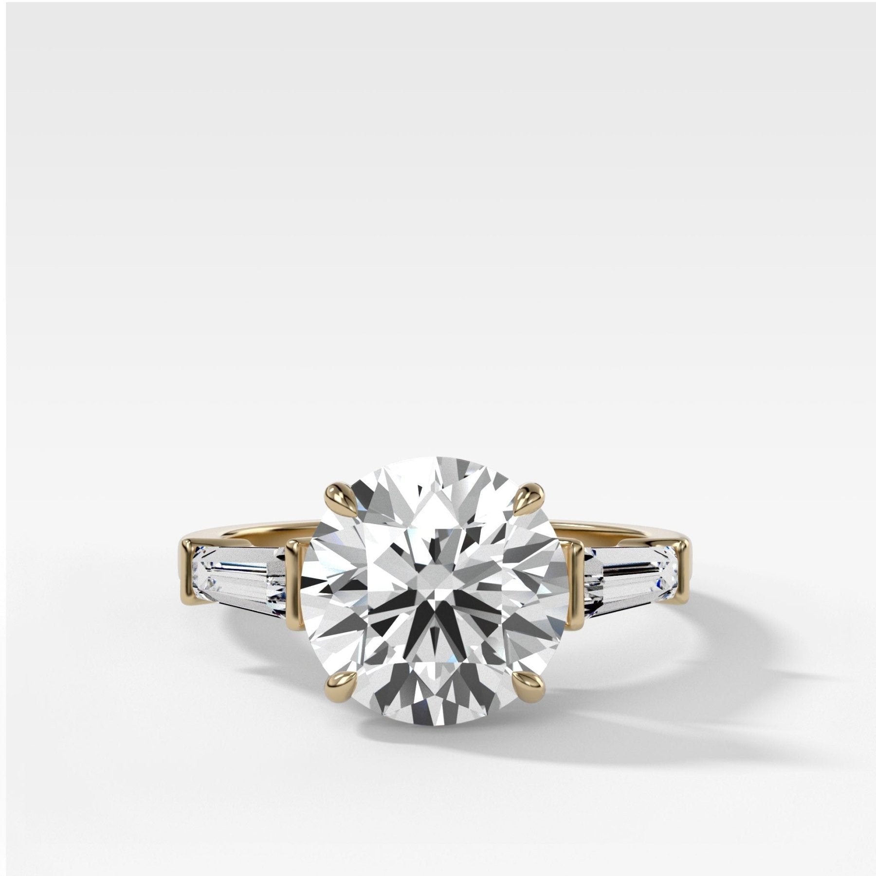 Translunar Tapered Baguette Engagement Ring With Round Cut Diamond