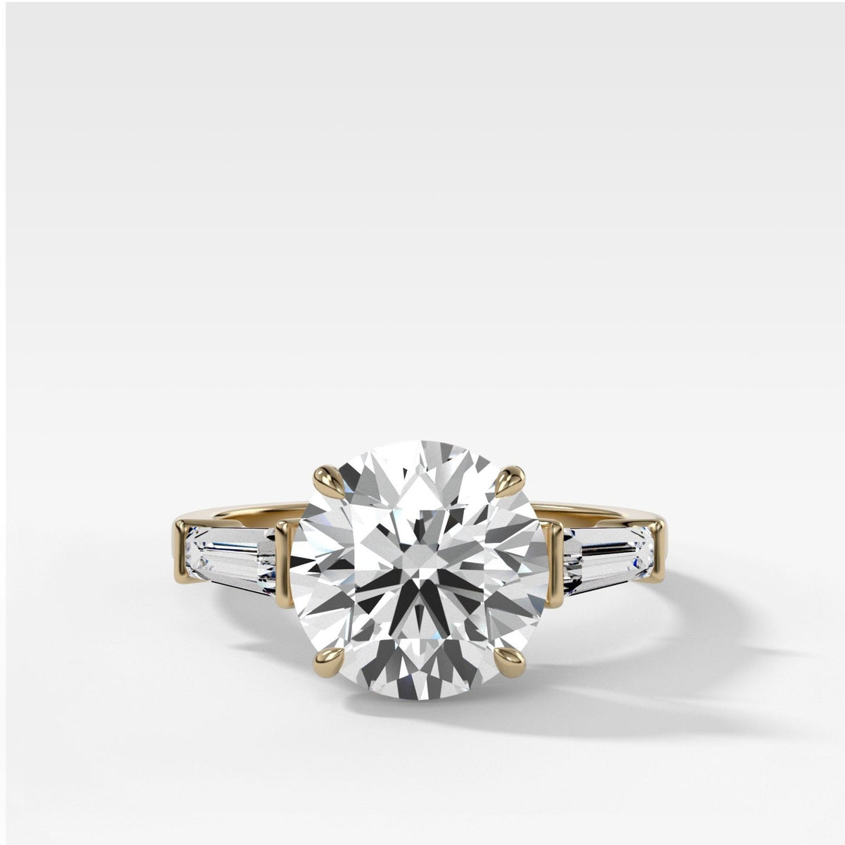 Translunar Tapered Baguette Engagement Ring With Round Cut Diamond - GOODSTONE