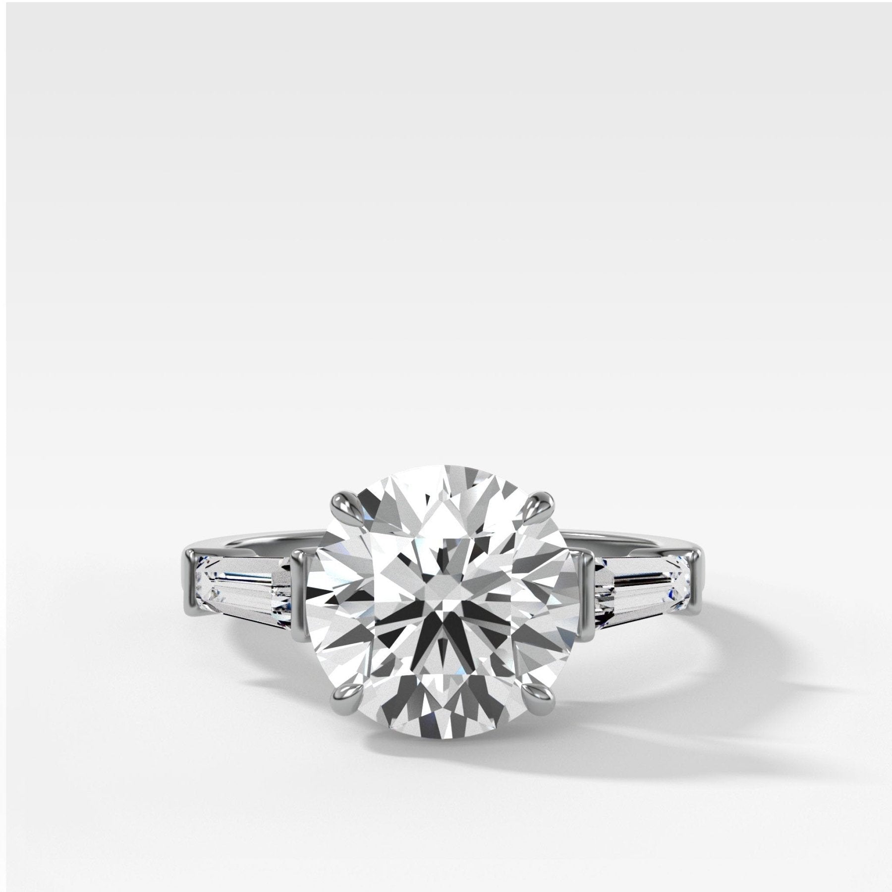 Translunar Tapered Baguette Engagement Ring With Round Cut Diamond - GOODSTONE