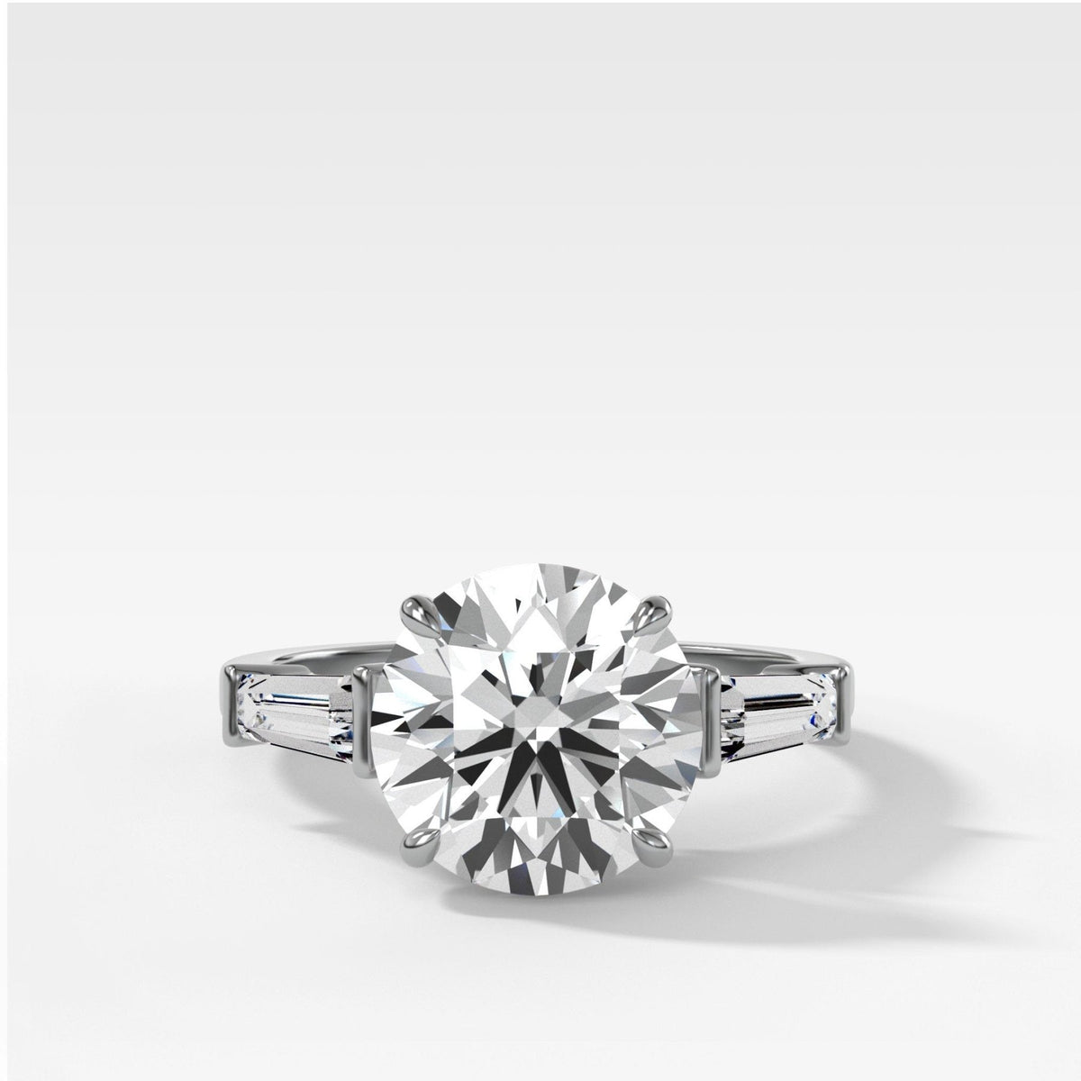 Translunar Tapered Baguette Engagement Ring With Round Cut Diamond - GOODSTONE