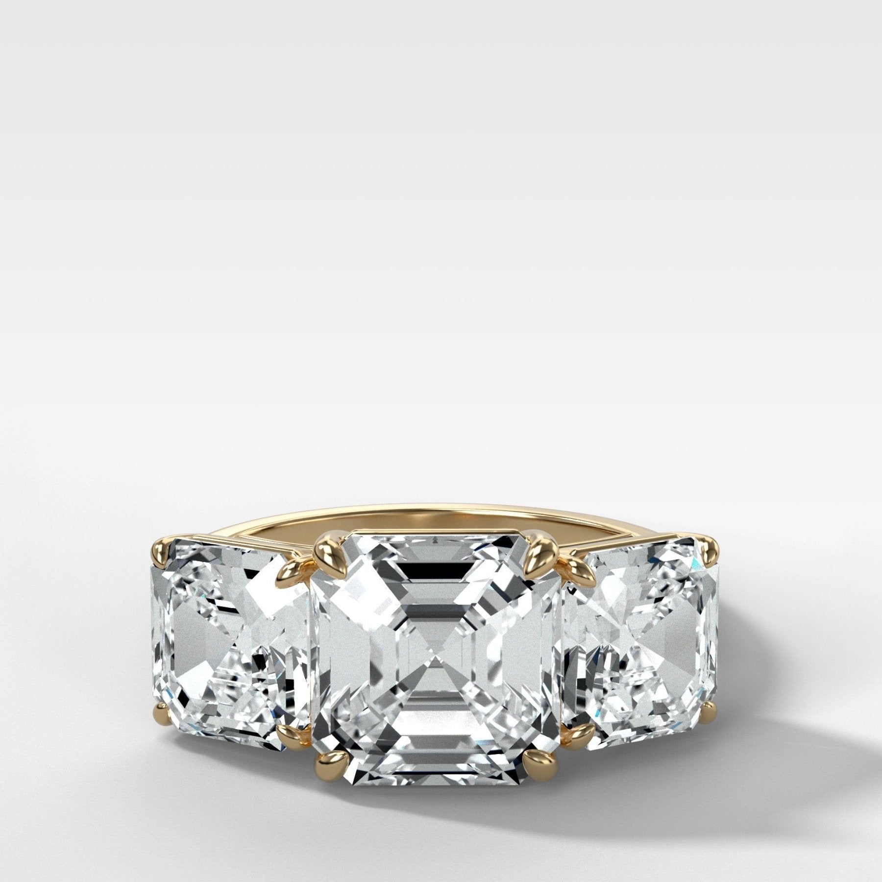Triad Engagement Ring With Asscher Cut Diamonds - GOODSTONE