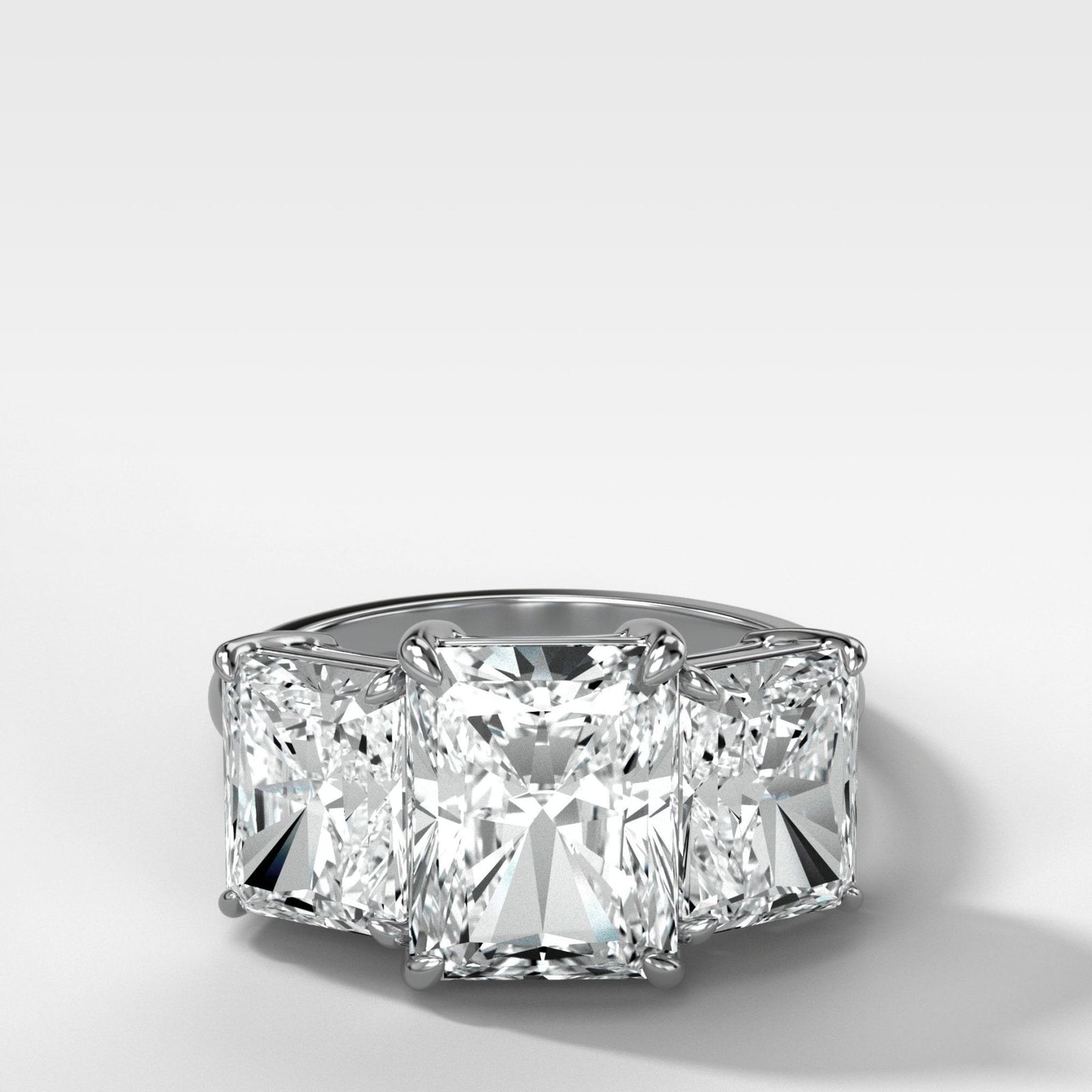 Triad Engagement Ring With Elongated Radiant Cut Diamonds - GOODSTONE