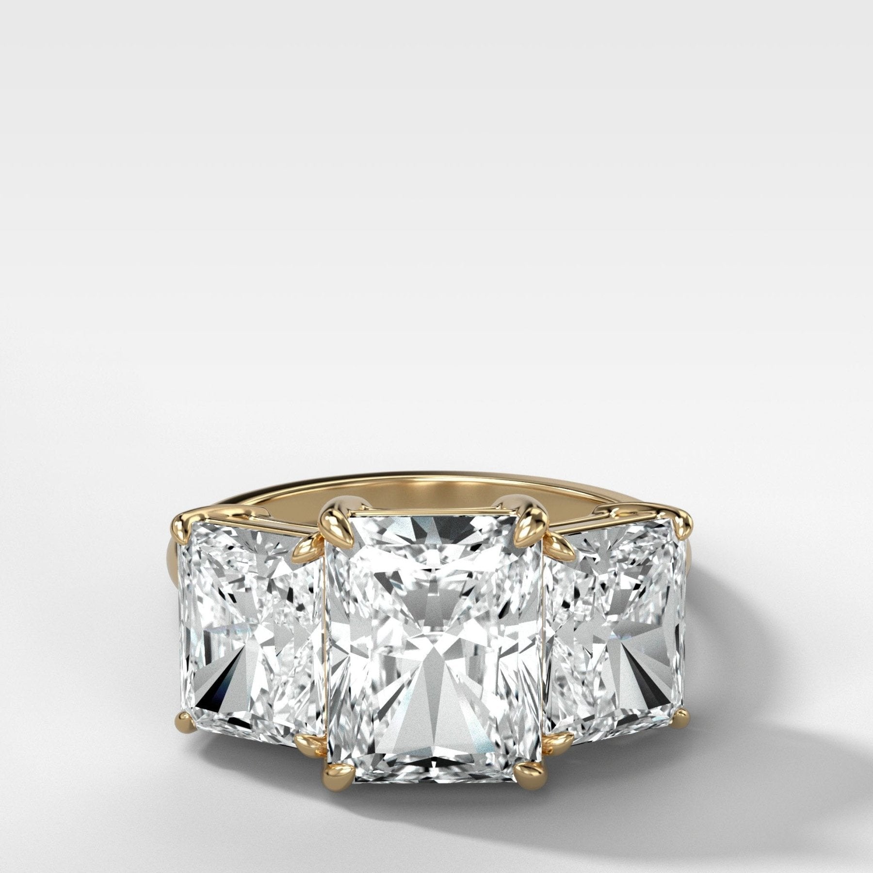 Triad Engagement Ring With Elongated Radiant Cut Diamonds - GOODSTONE