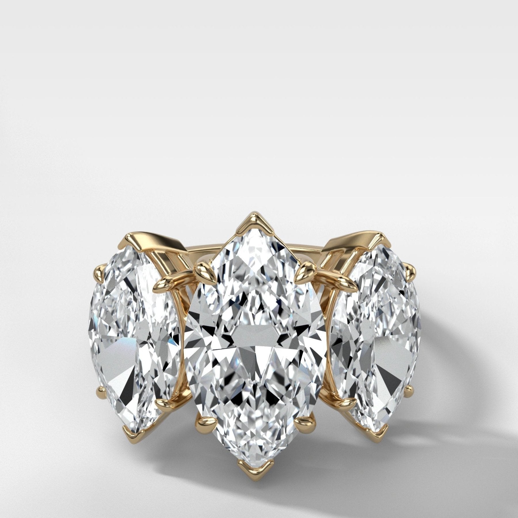 Triad Engagement Ring With Marquise Cut Diamonds - GOODSTONE
