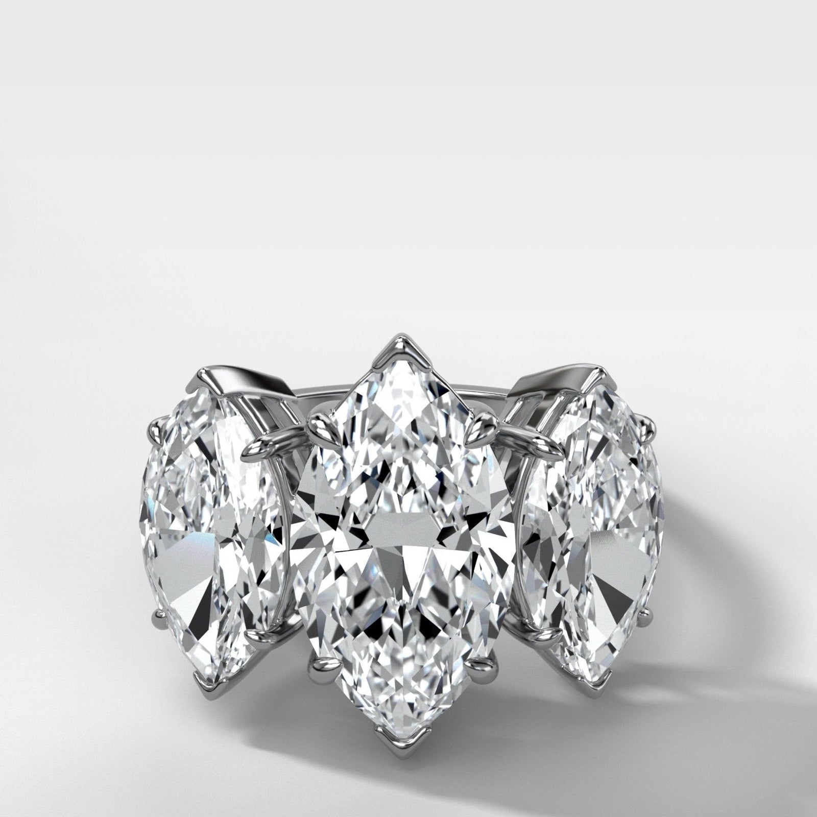 Triad Engagement Ring With Marquise Cut Diamonds - GOODSTONE