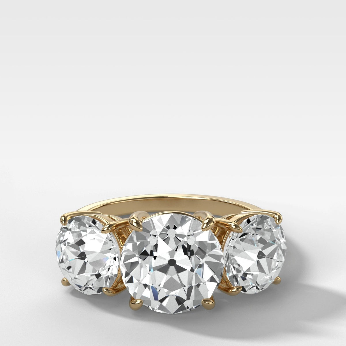 Triad Engagement Ring With Old Euro Cut Diamonds - GOODSTONE
