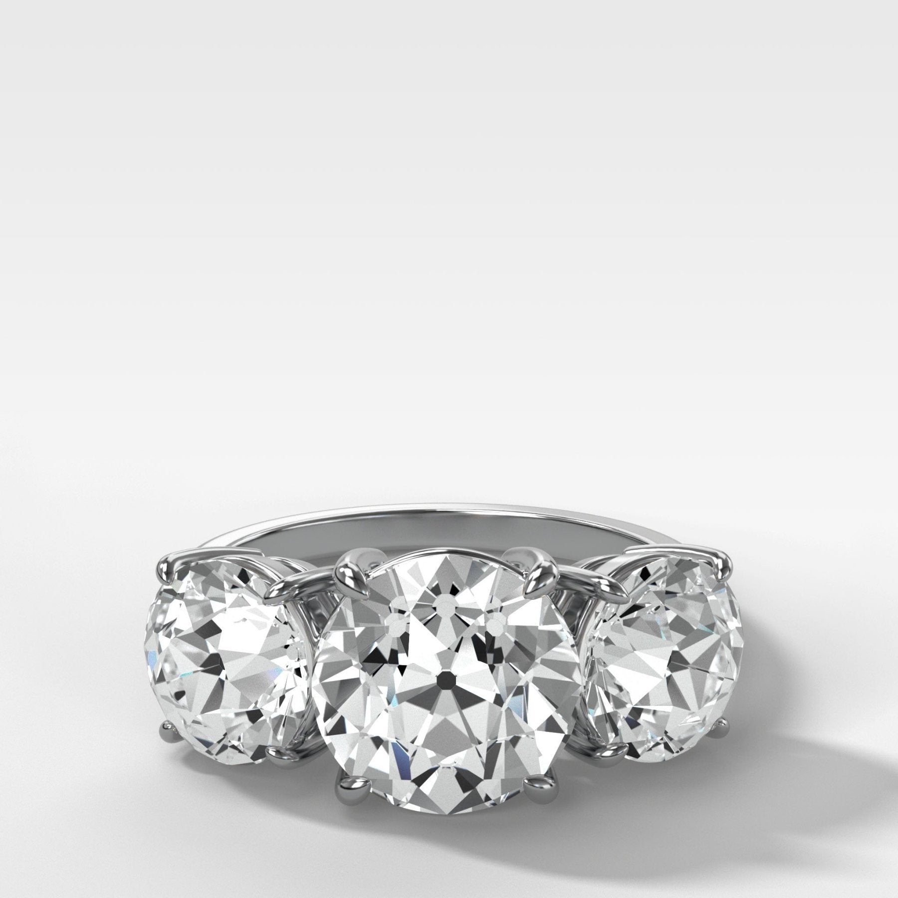 Triad Engagement Ring With Old Euro Cut Diamonds - GOODSTONE