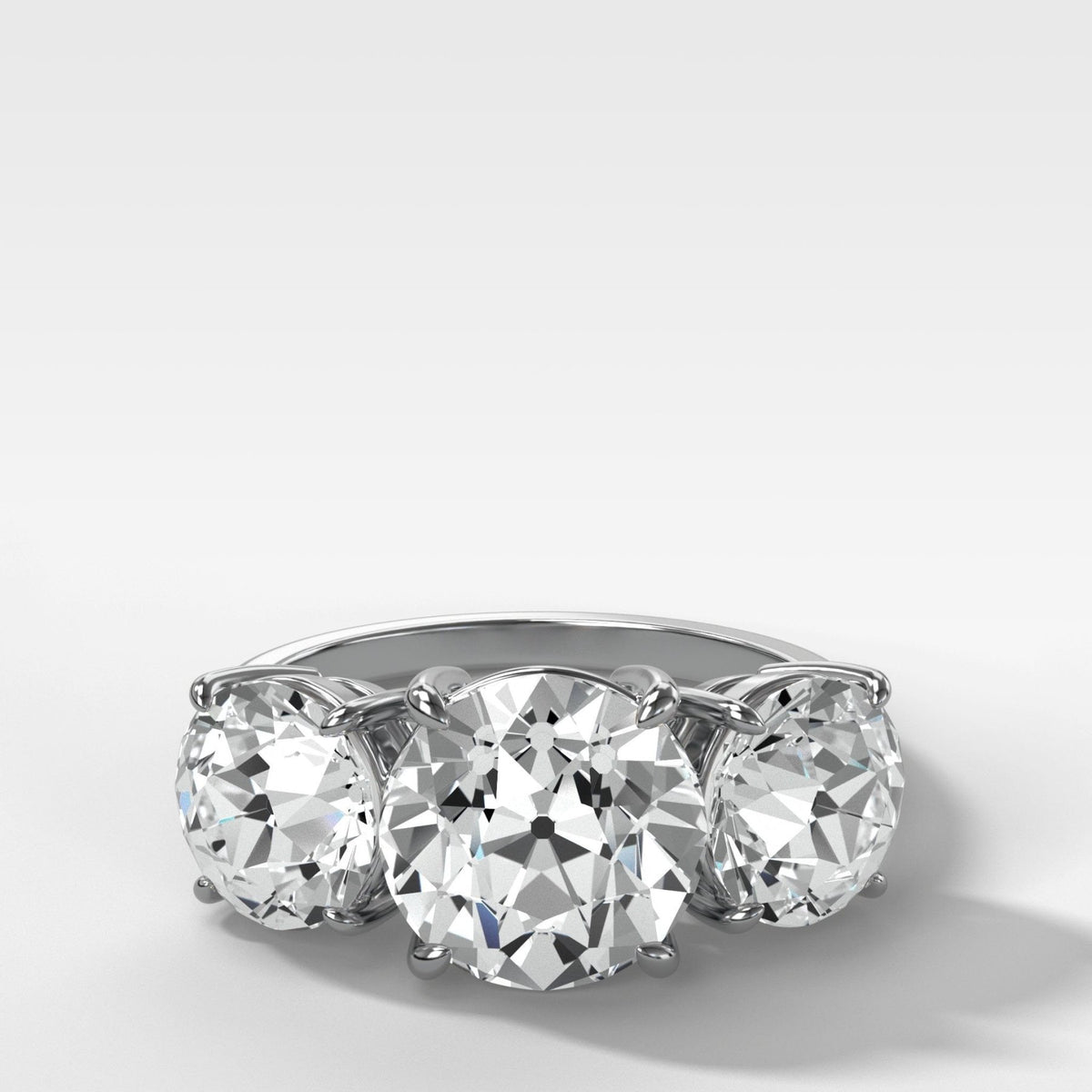 Triad Engagement Ring With Old Euro Cut Diamonds - GOODSTONE