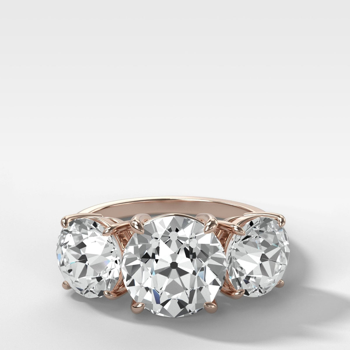 Triad Engagement Ring With Old Euro Cut Diamonds - GOODSTONE