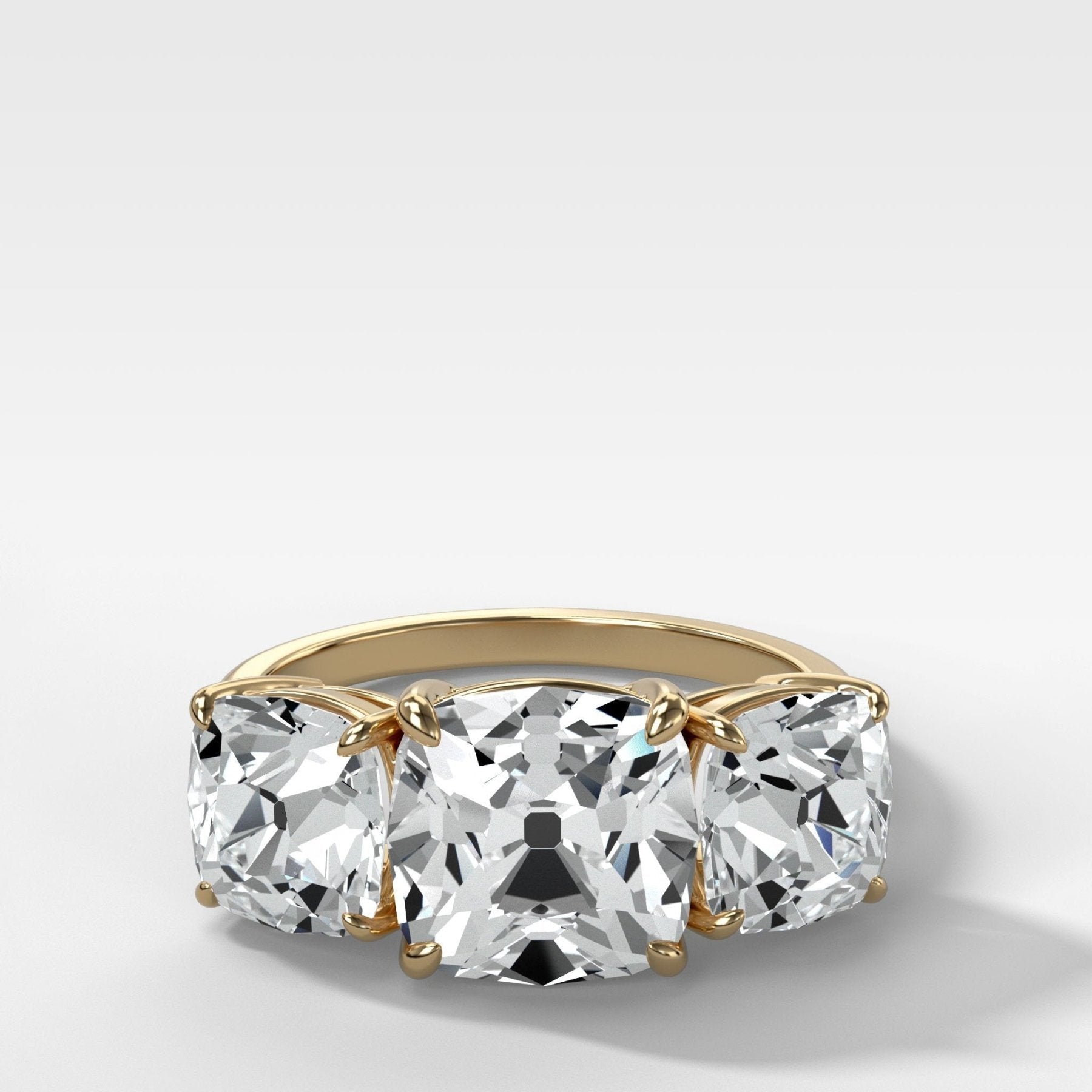 Triad Engagement Ring With Old Mine Cut Diamonds - GOODSTONE