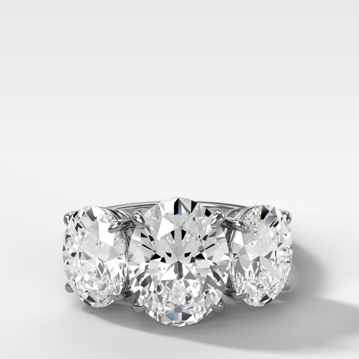 Triad Engagement Ring With Oval Cut Diamonds - GOODSTONE