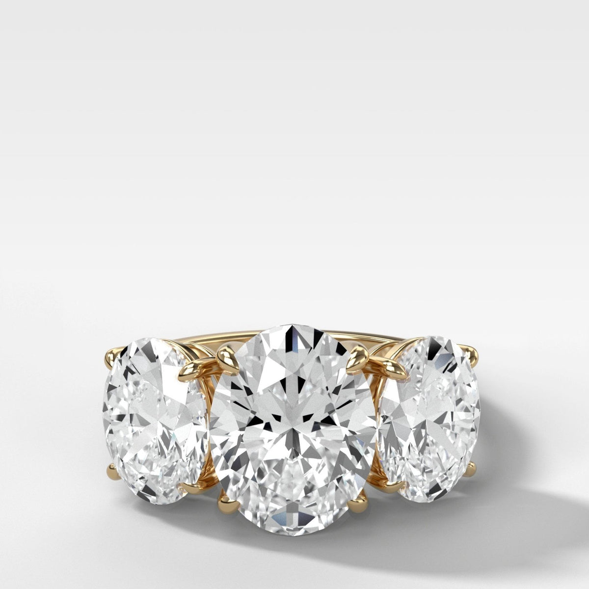 Triad Engagement Ring With Oval Cut Diamonds - GOODSTONE